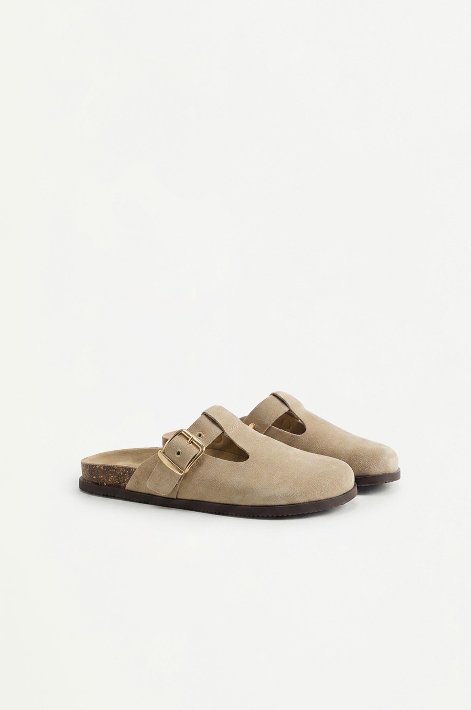 Faux suede clogs — LEATHER
