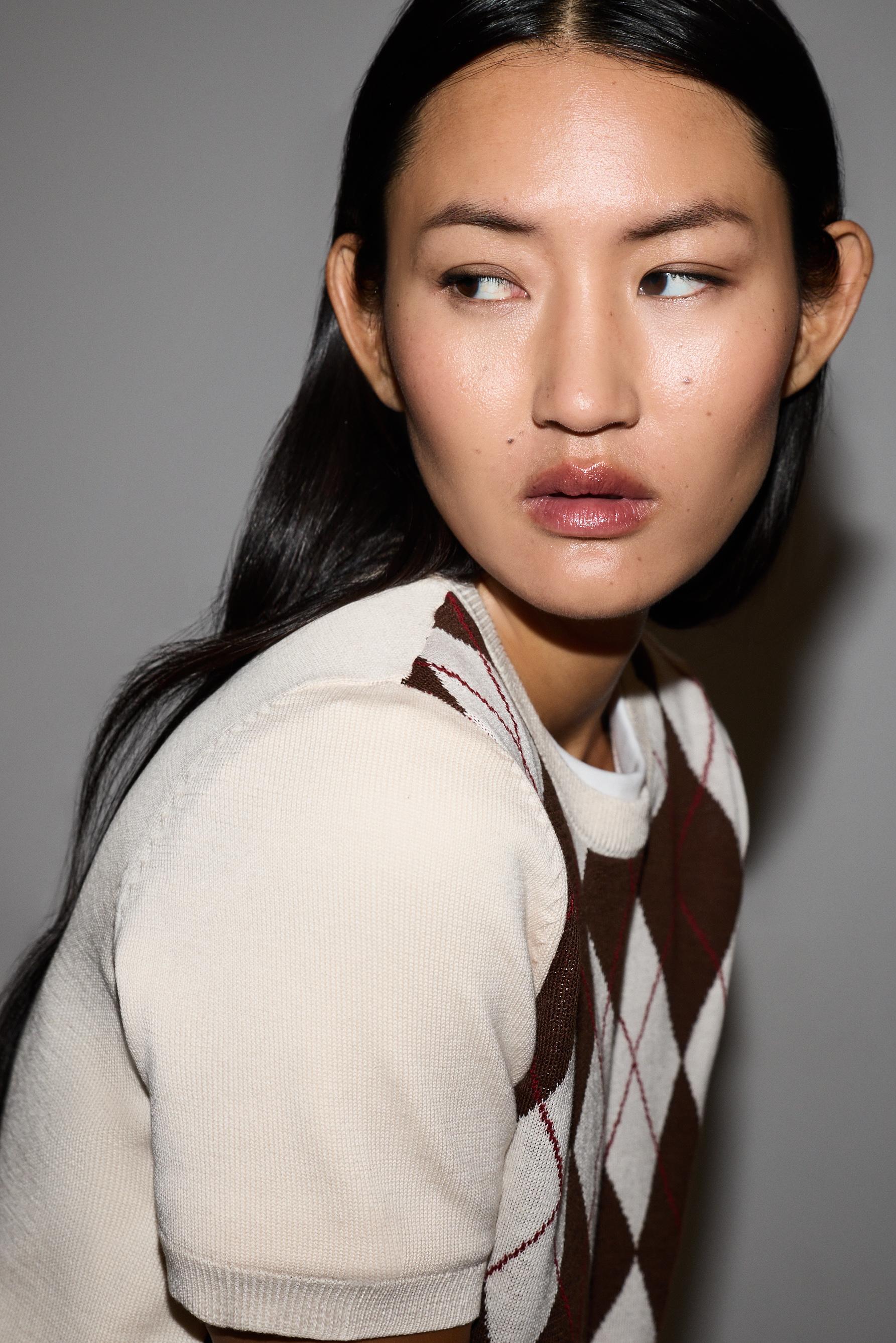 Argyle print sweater — ECRU