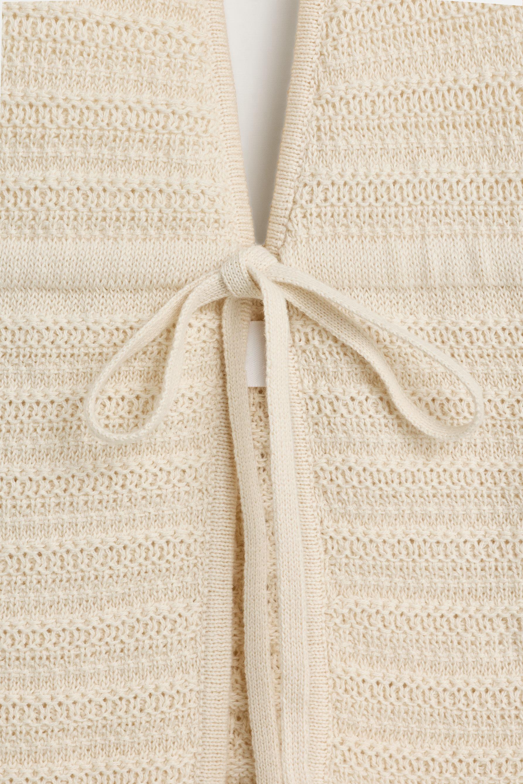 Tie-detail knit top — BEIGE