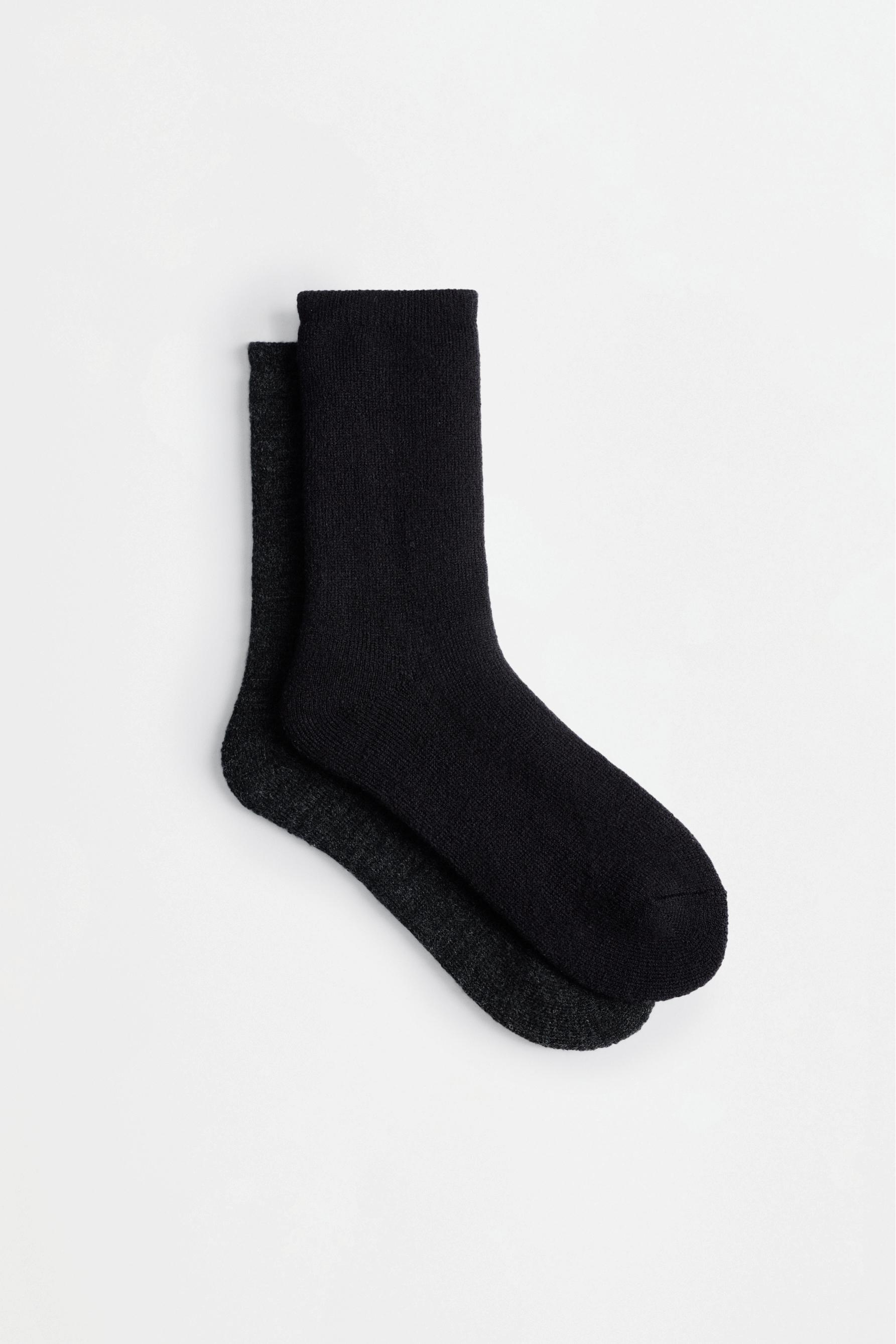 Long socks with 14% wool (Pack of 2) — BLACK MARL