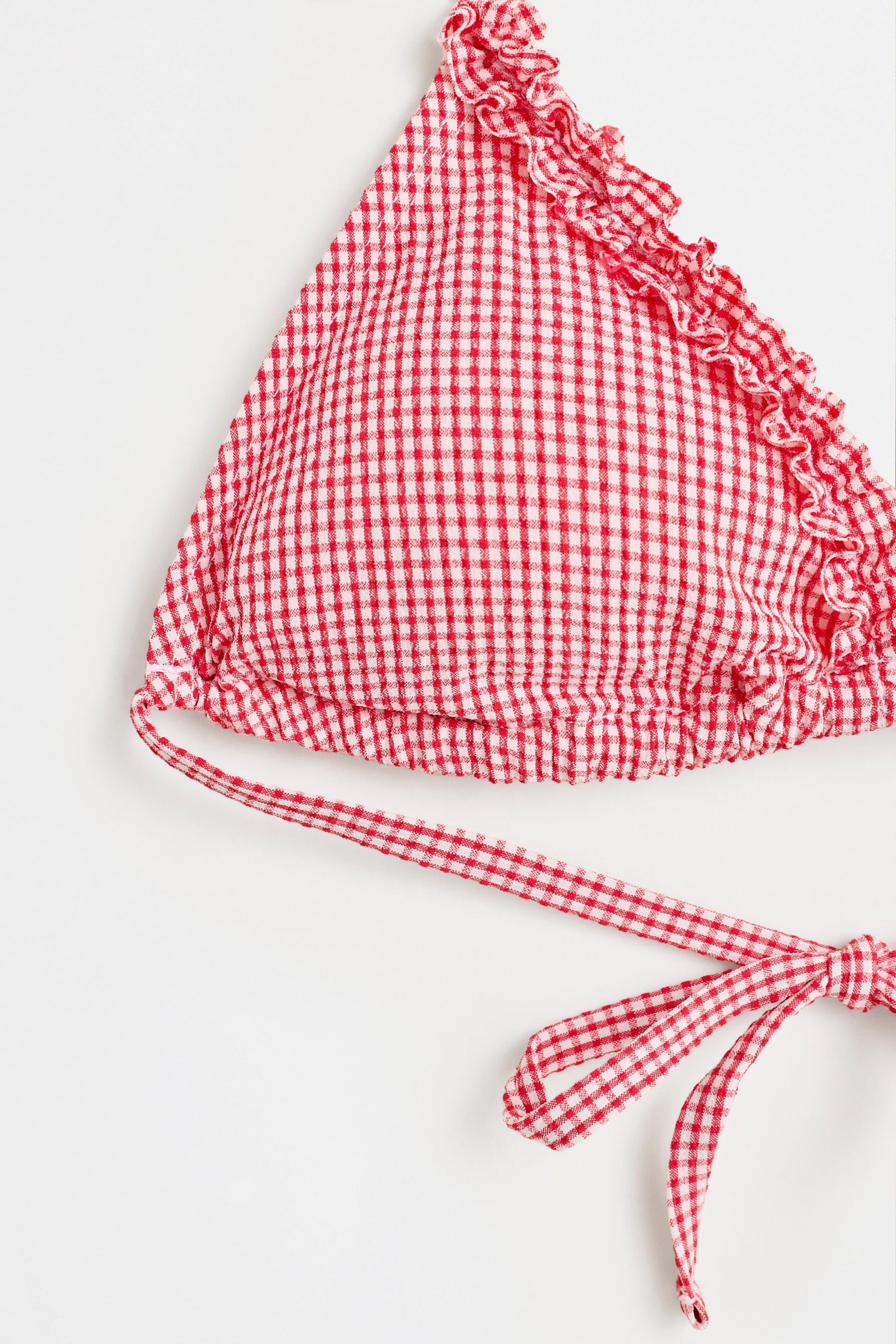 Gingham bikini top — RED
