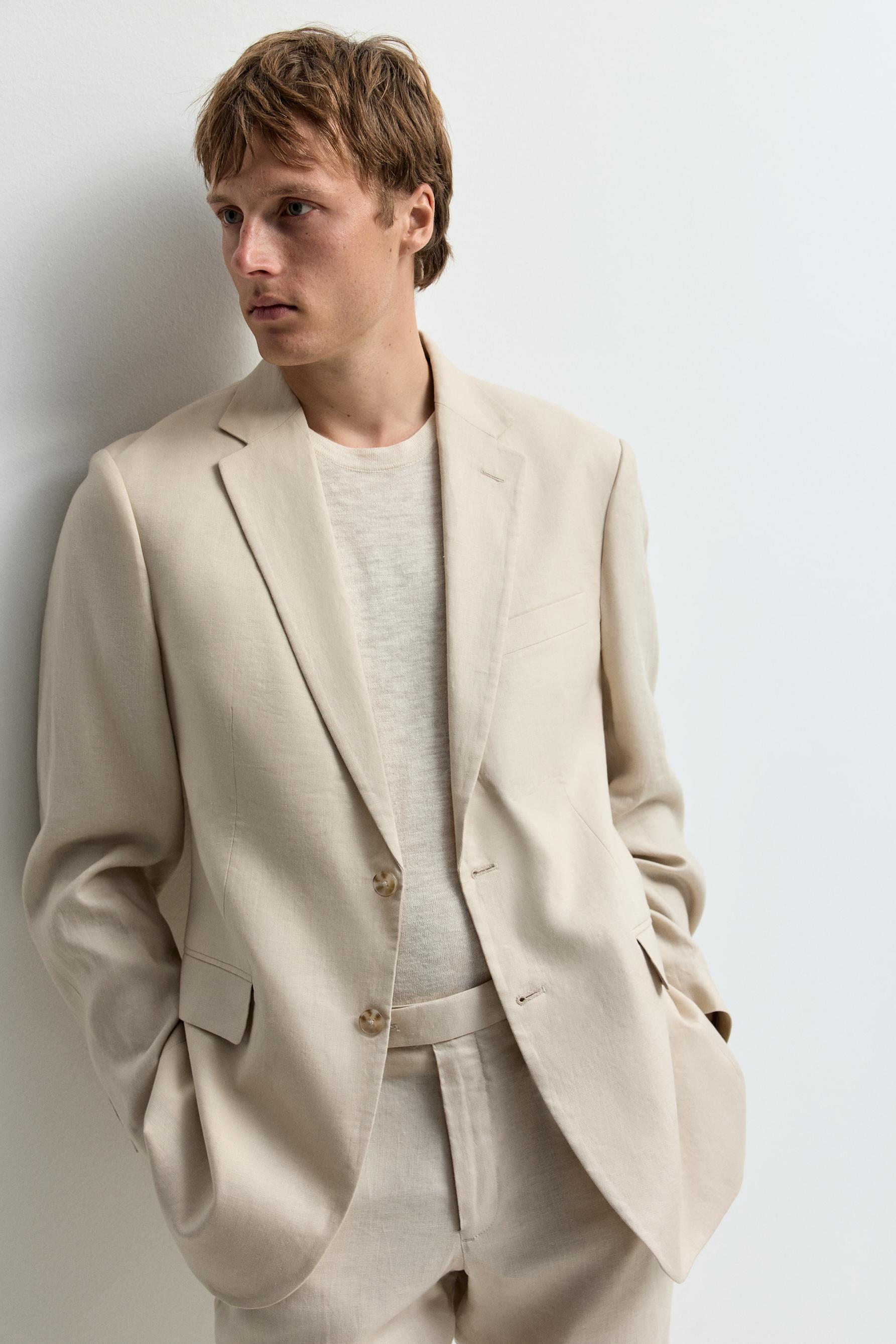 100% linen suit blazer — ECRU
