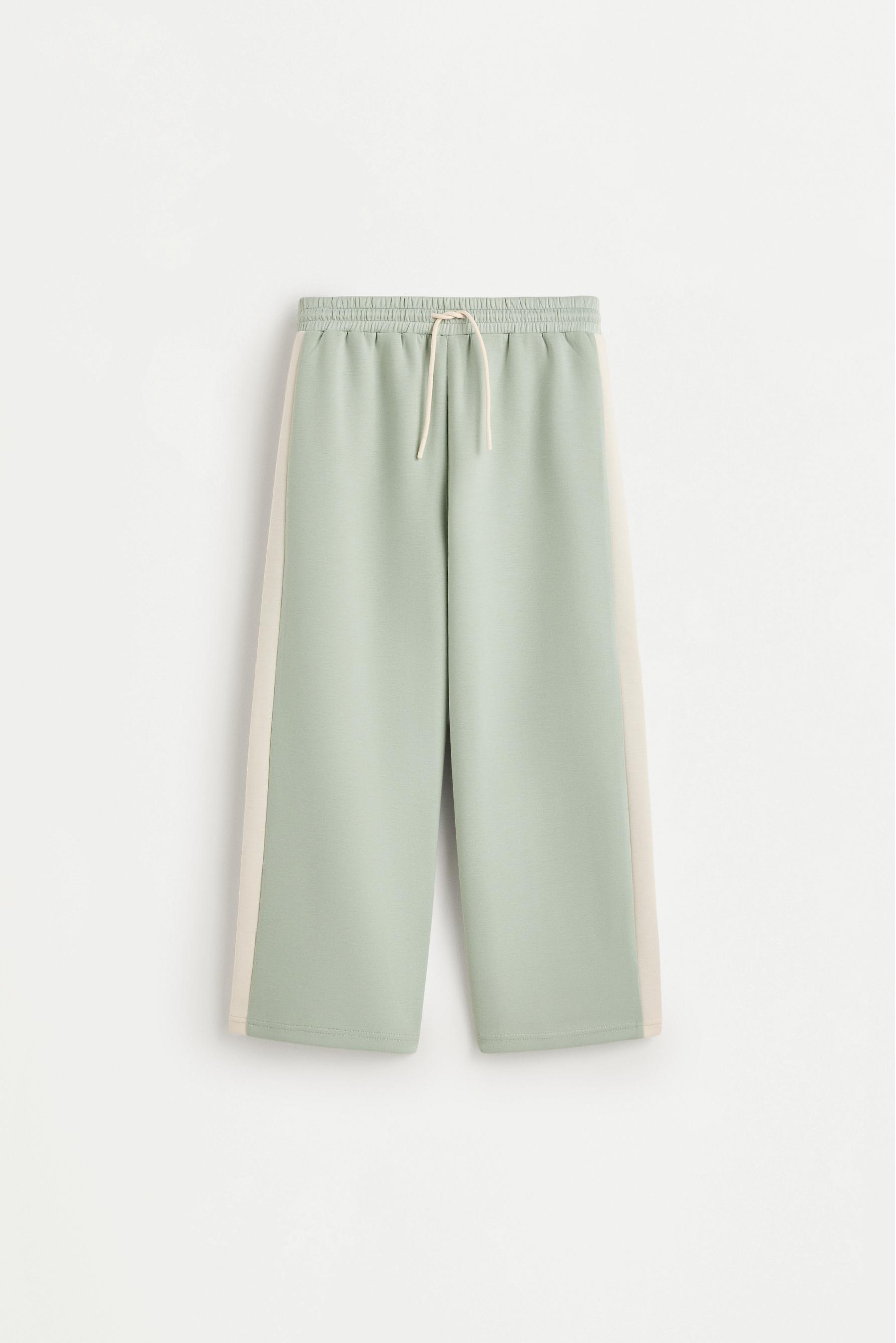Wide-leg trousers with side stripes — MINT GREEN