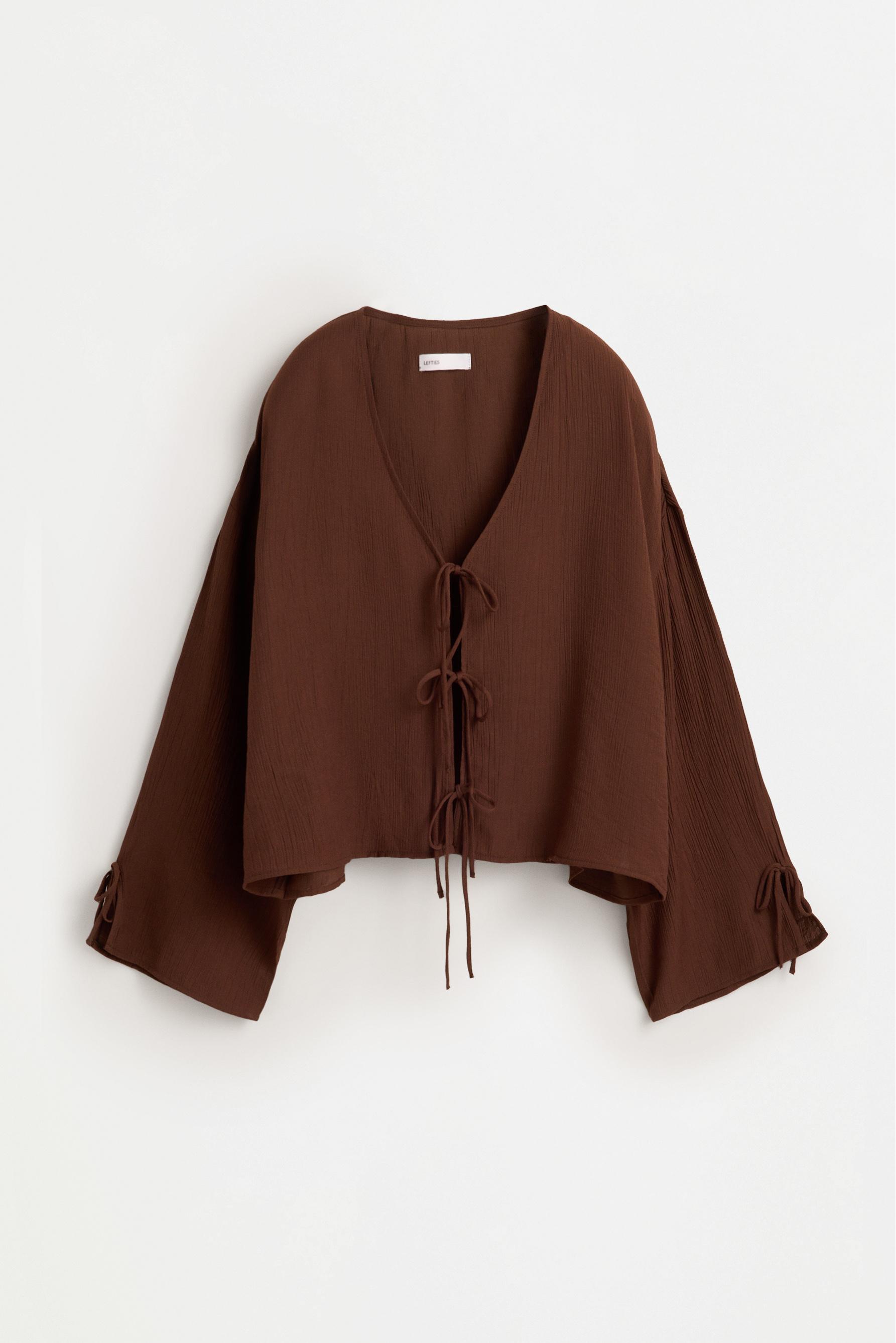 Textured tie-front shirt — OCHRE