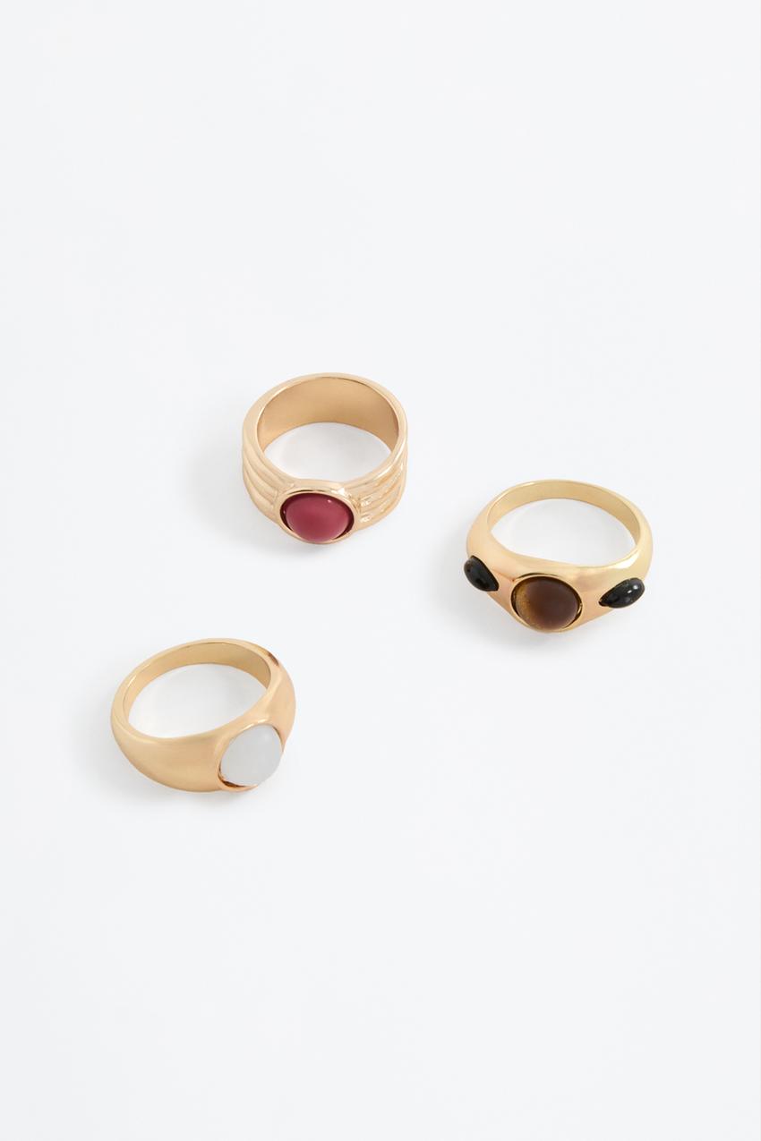 Pack anillos combinados Bisutería ACCESORIOS Mujer