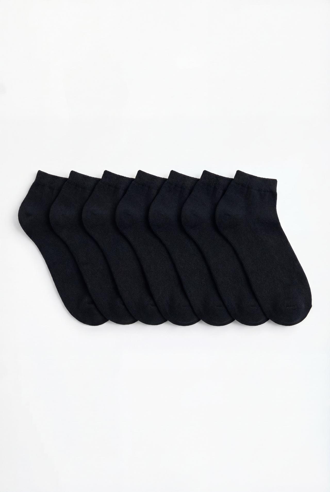 Basic short socks (7-pack) — BLACK