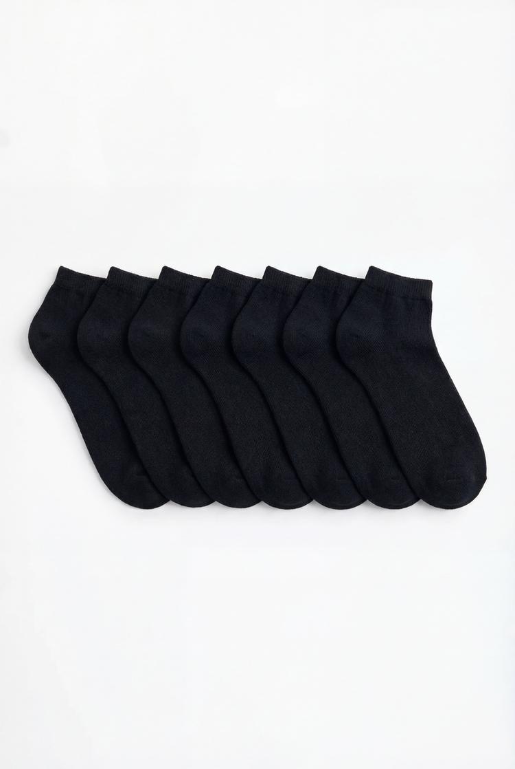Basic short socks (7-pack) — BLACK