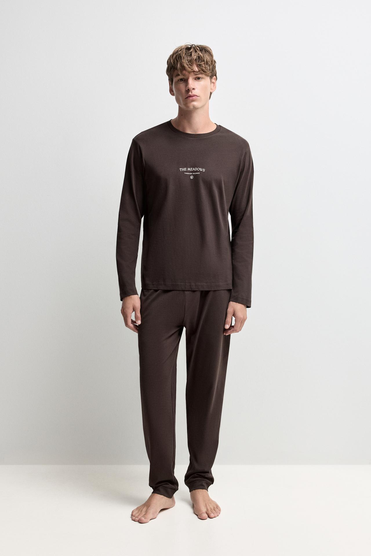 Long printed pajamas — DARK BROWN