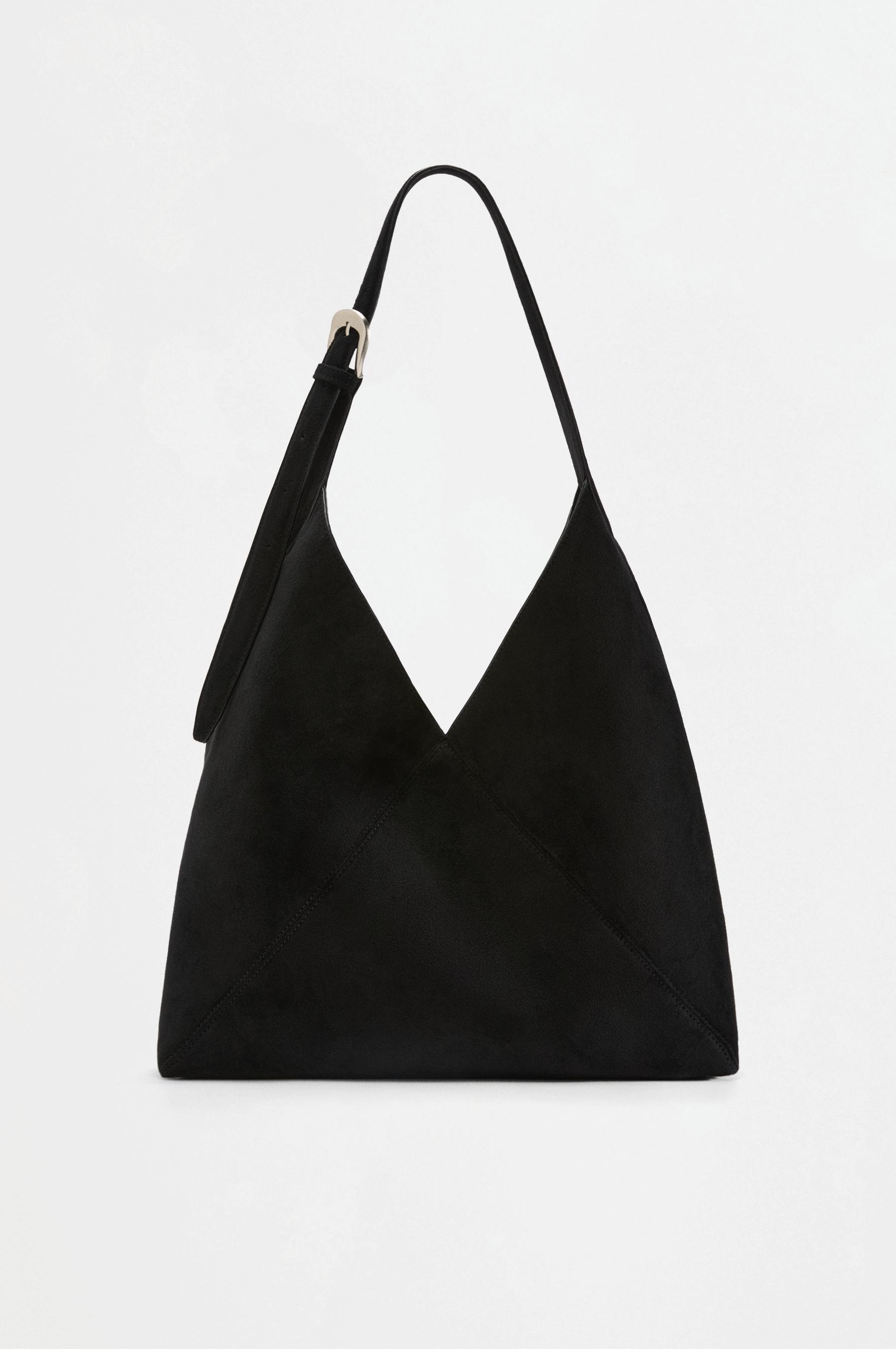 Faux suede shopper bag — BLACK