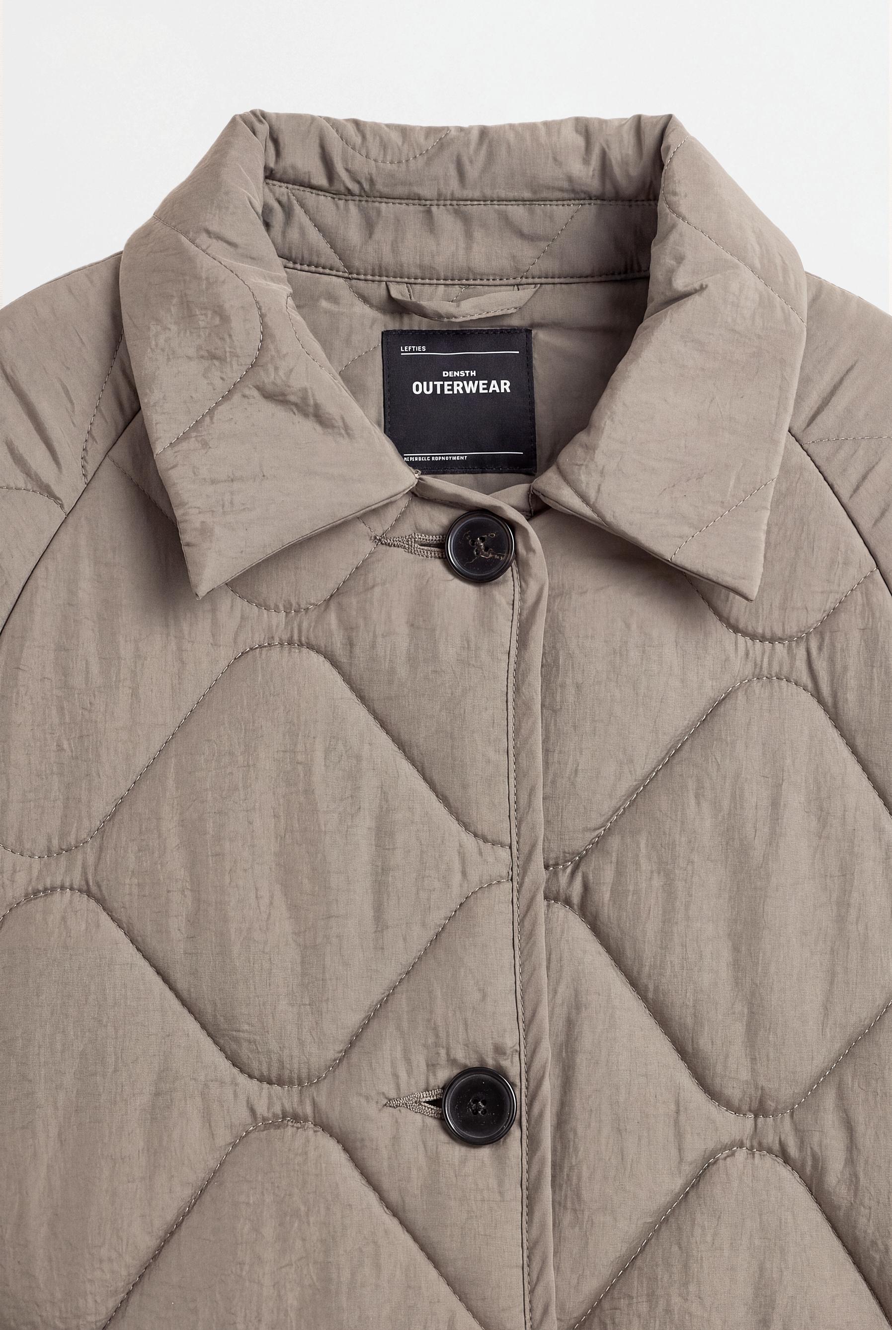 Quilted shirt collar jacket — PALE GREEN