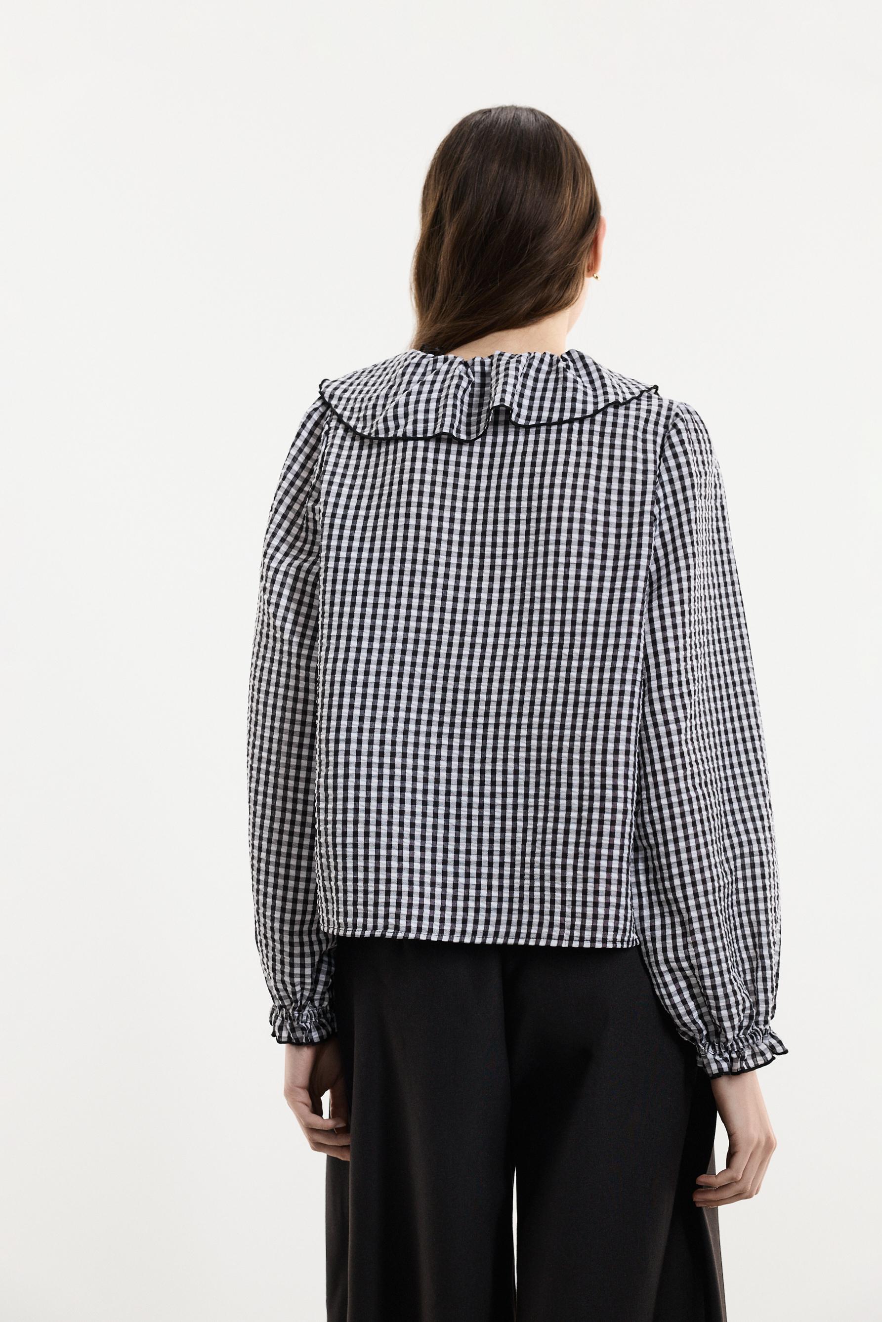 Gingham blouse — WHITE/BLACK