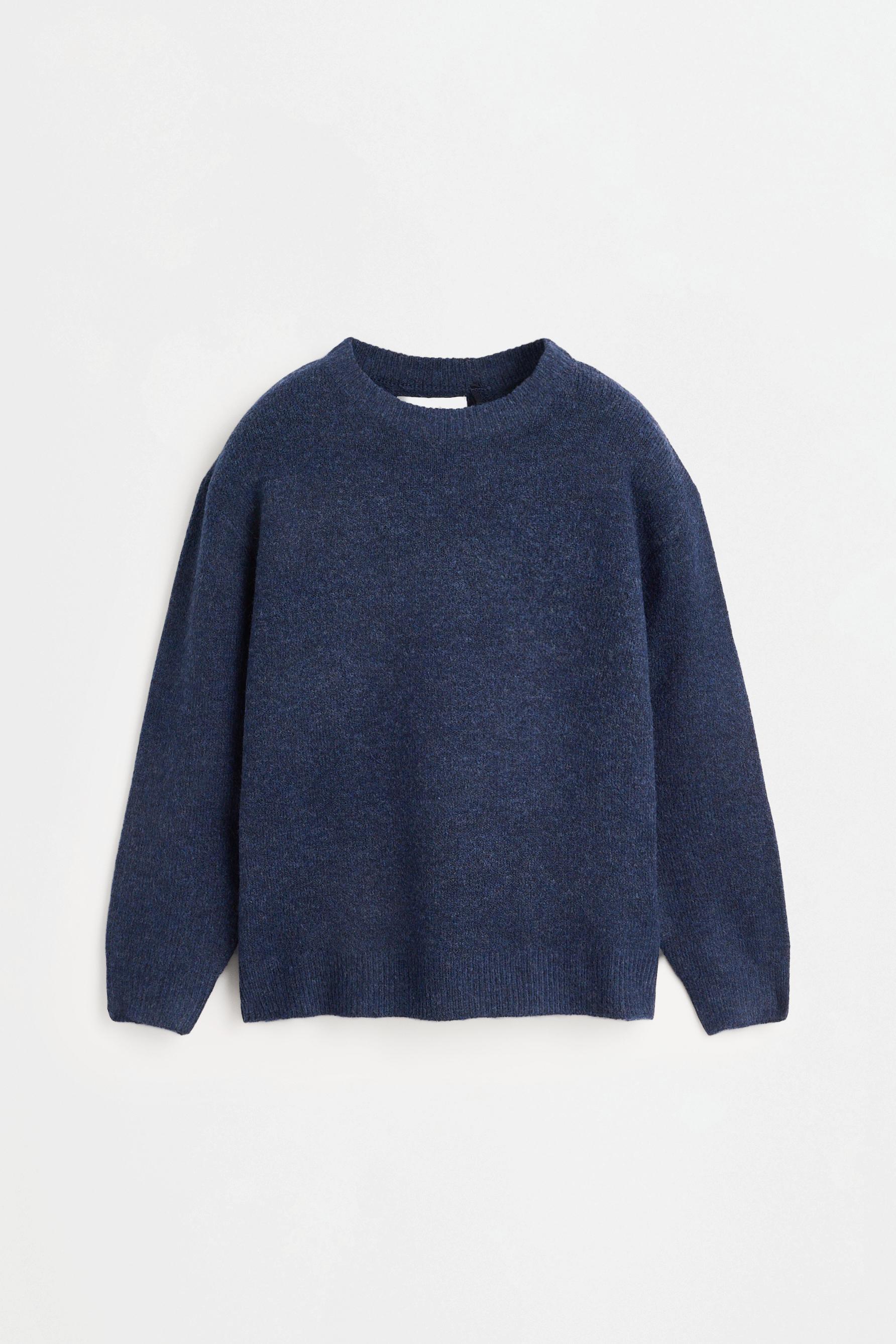 Fluffy knit sweater — BLUE MARL