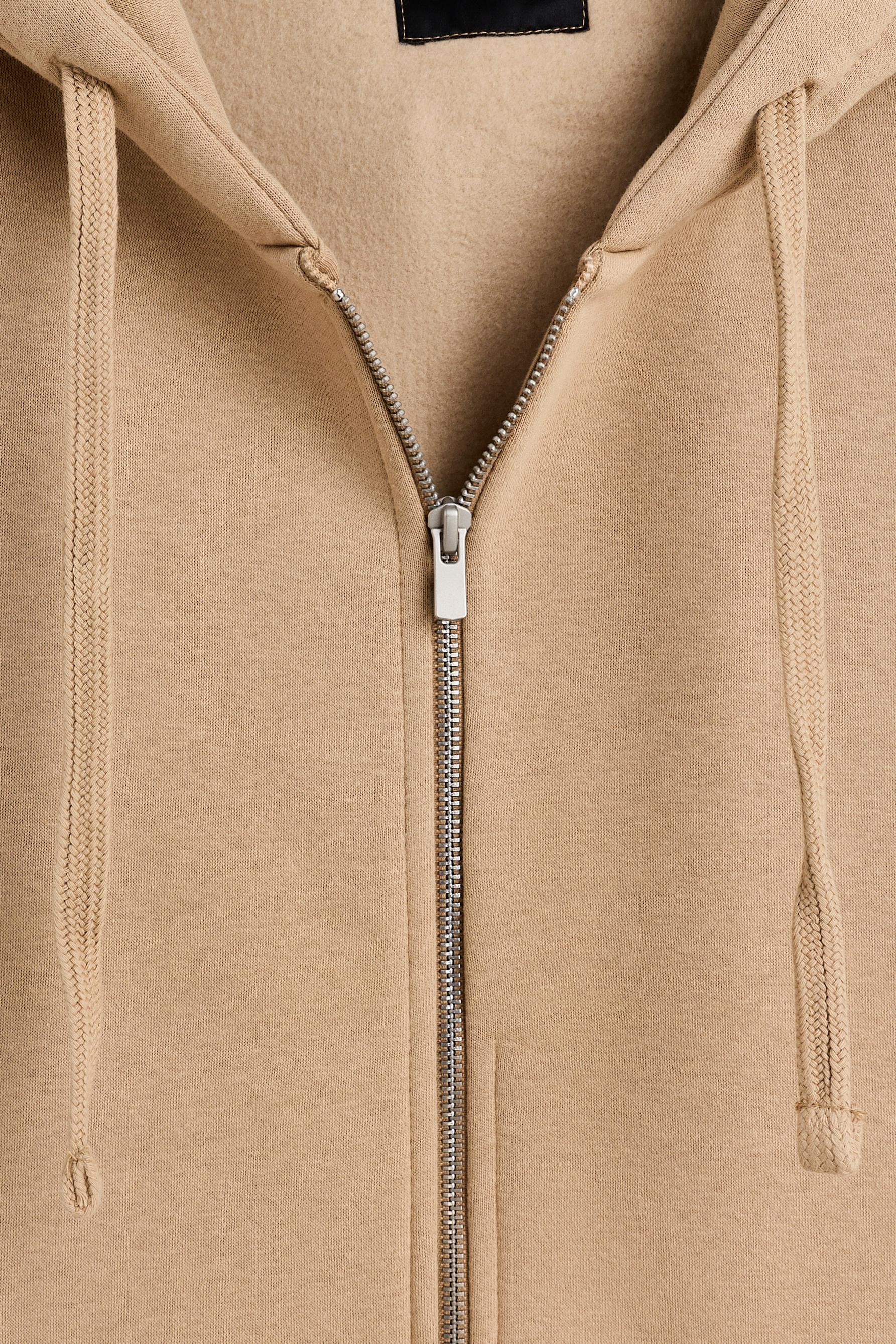 Basic zip-up hoodie — PALE SAND