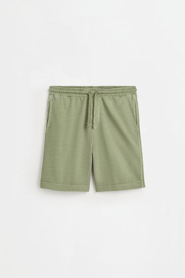 Faded-effect tracksuit Bermuda shorts — PALE KHAKI 6