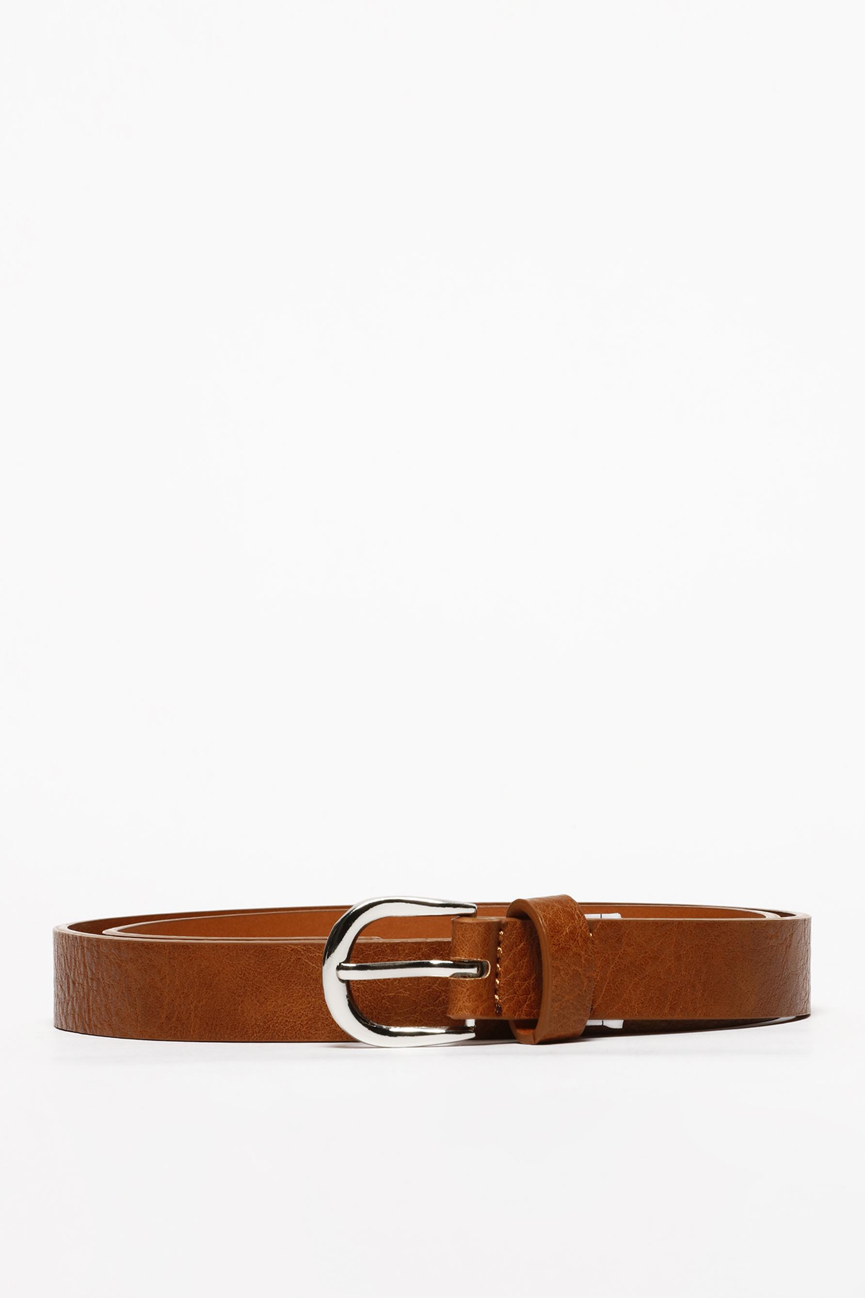 Textured leather effect belt — BROWN