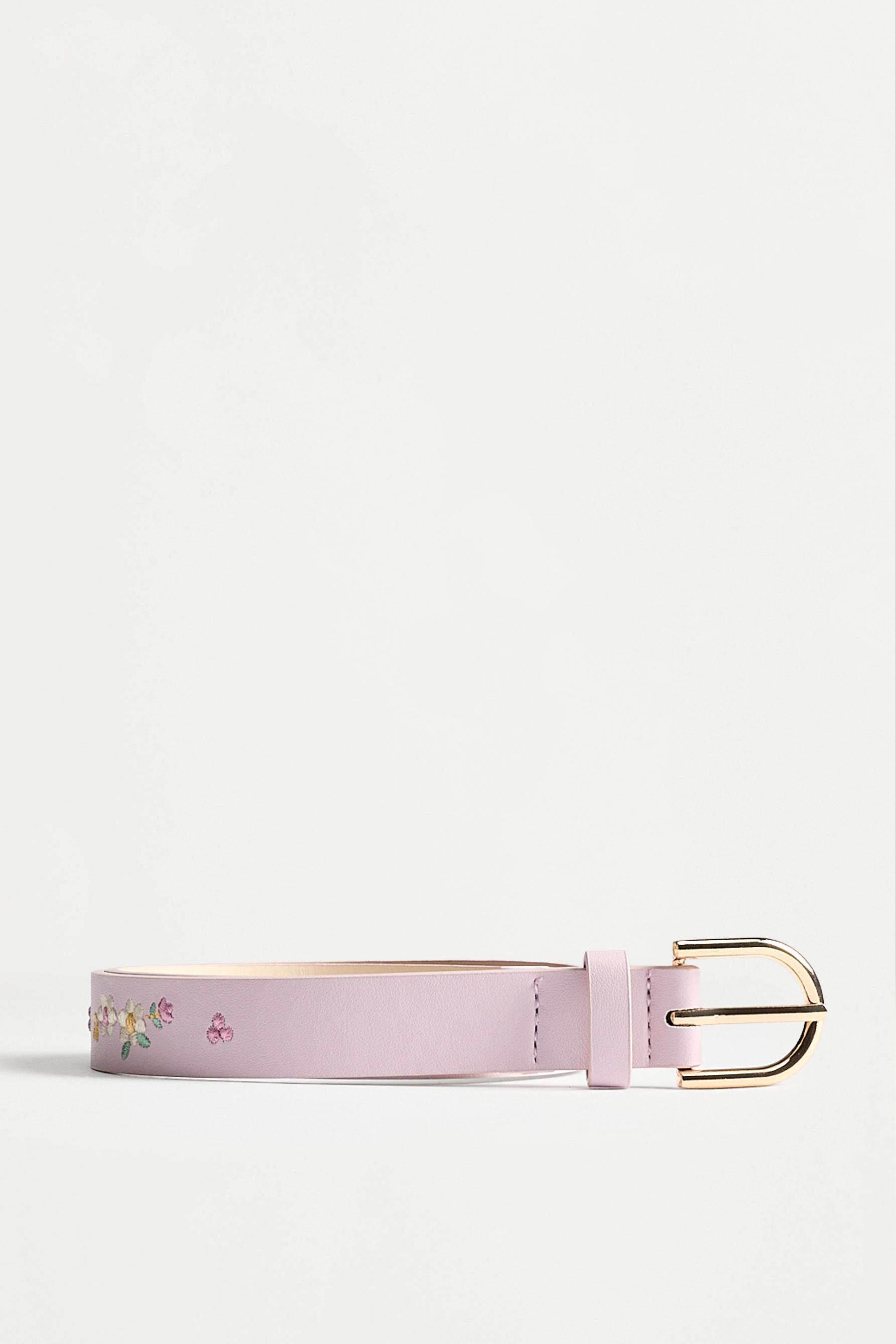 Embroidered floral belt — LILAC