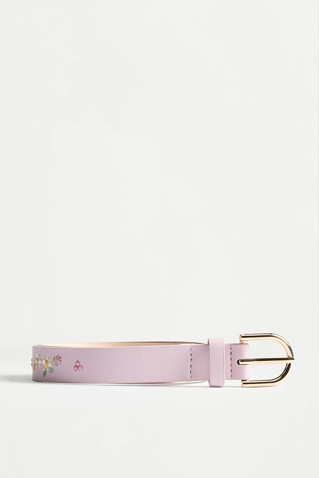 Embroidered floral belt — LILAC