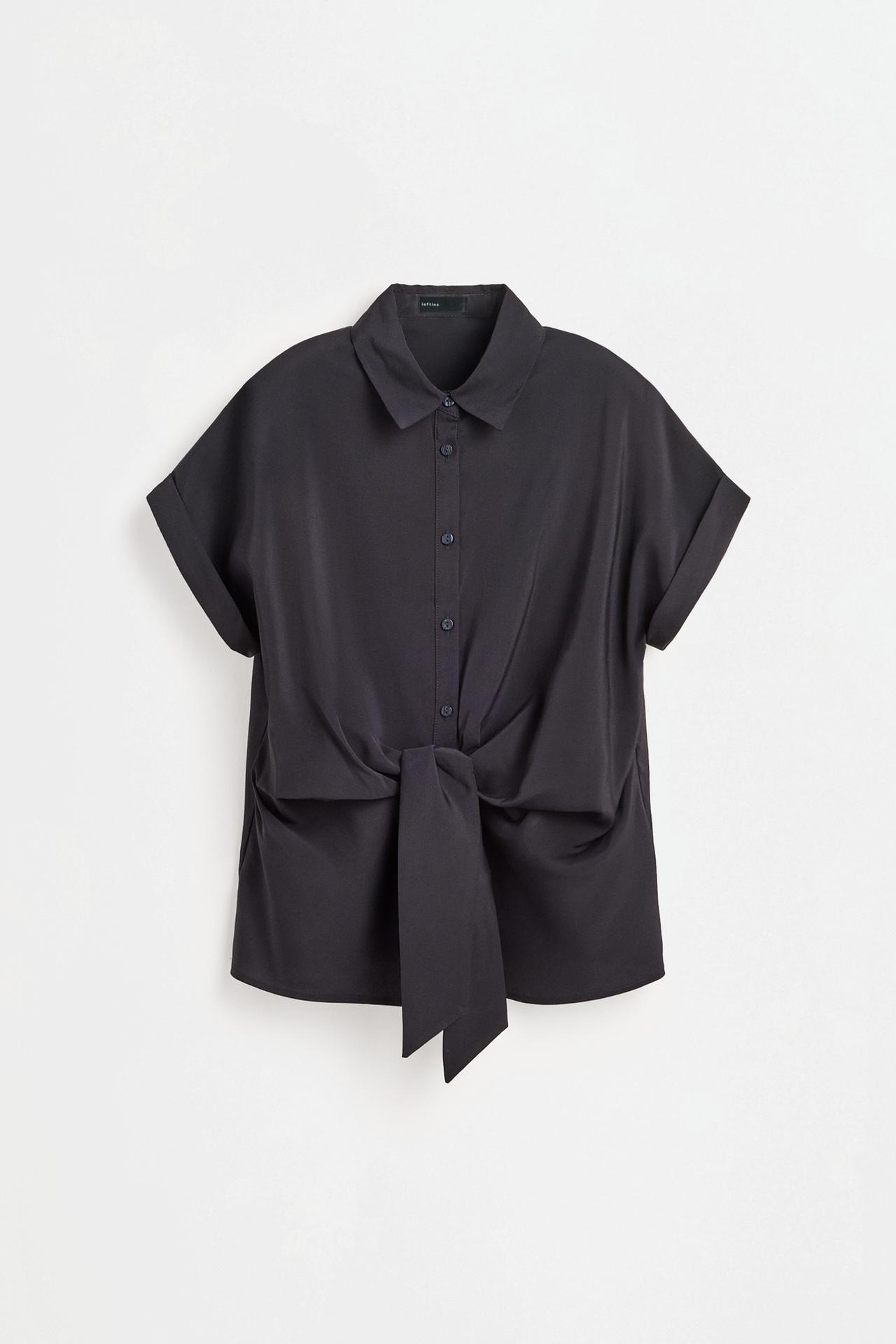 Shirt with tie detail — BLACK