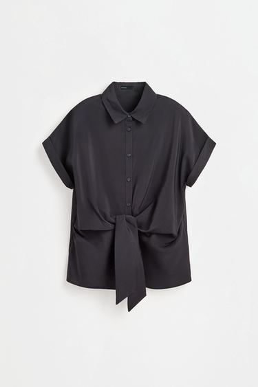 Shirt with tie detail — BLACK 6