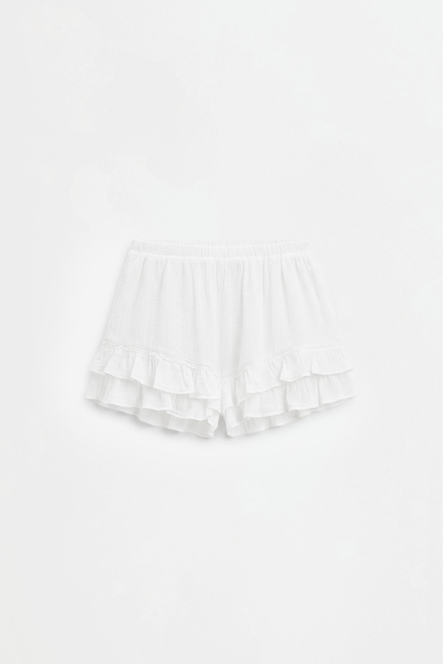 Flowing ruffled skort — WHITE