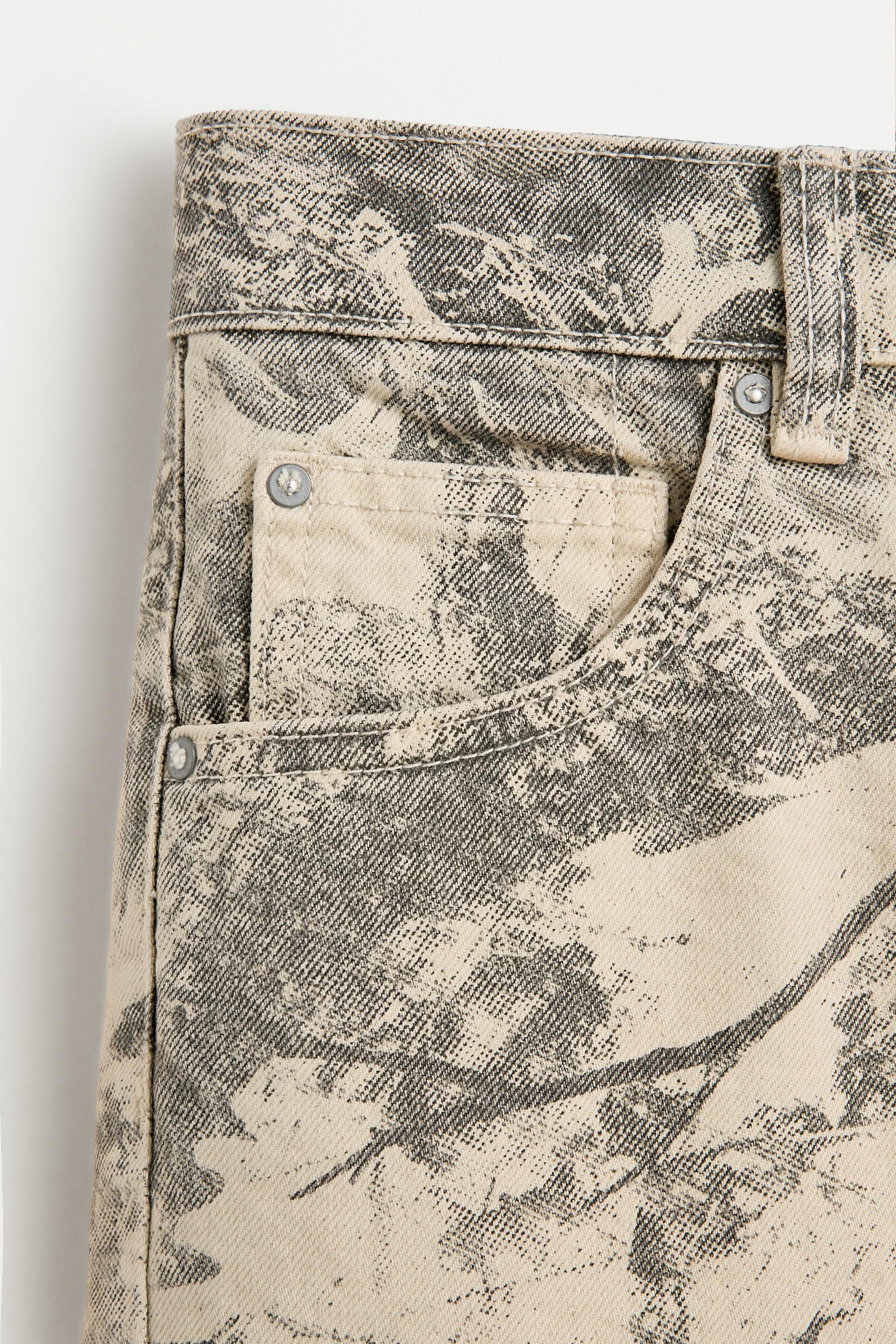 Printed denim Bermuda shorts — SINGLE COLOUR