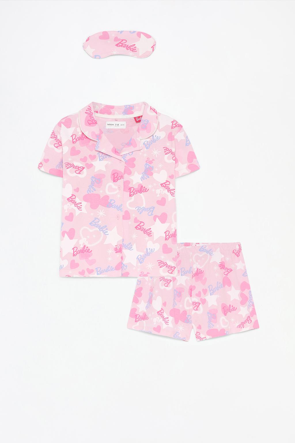 Barbie™ pyjamas with a collared T-shirt, shorts and eye mask