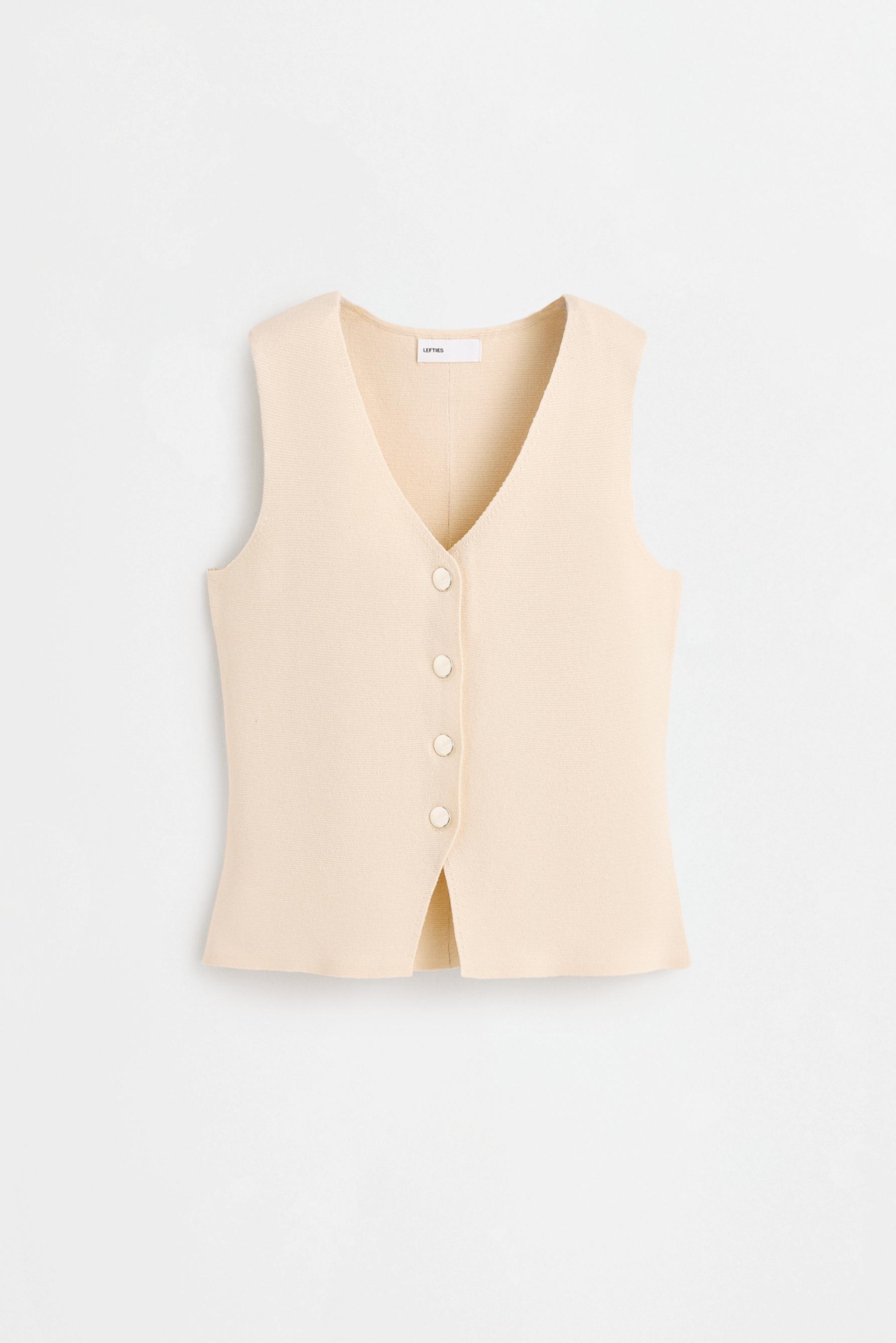 Basic knit vest — VANILLA