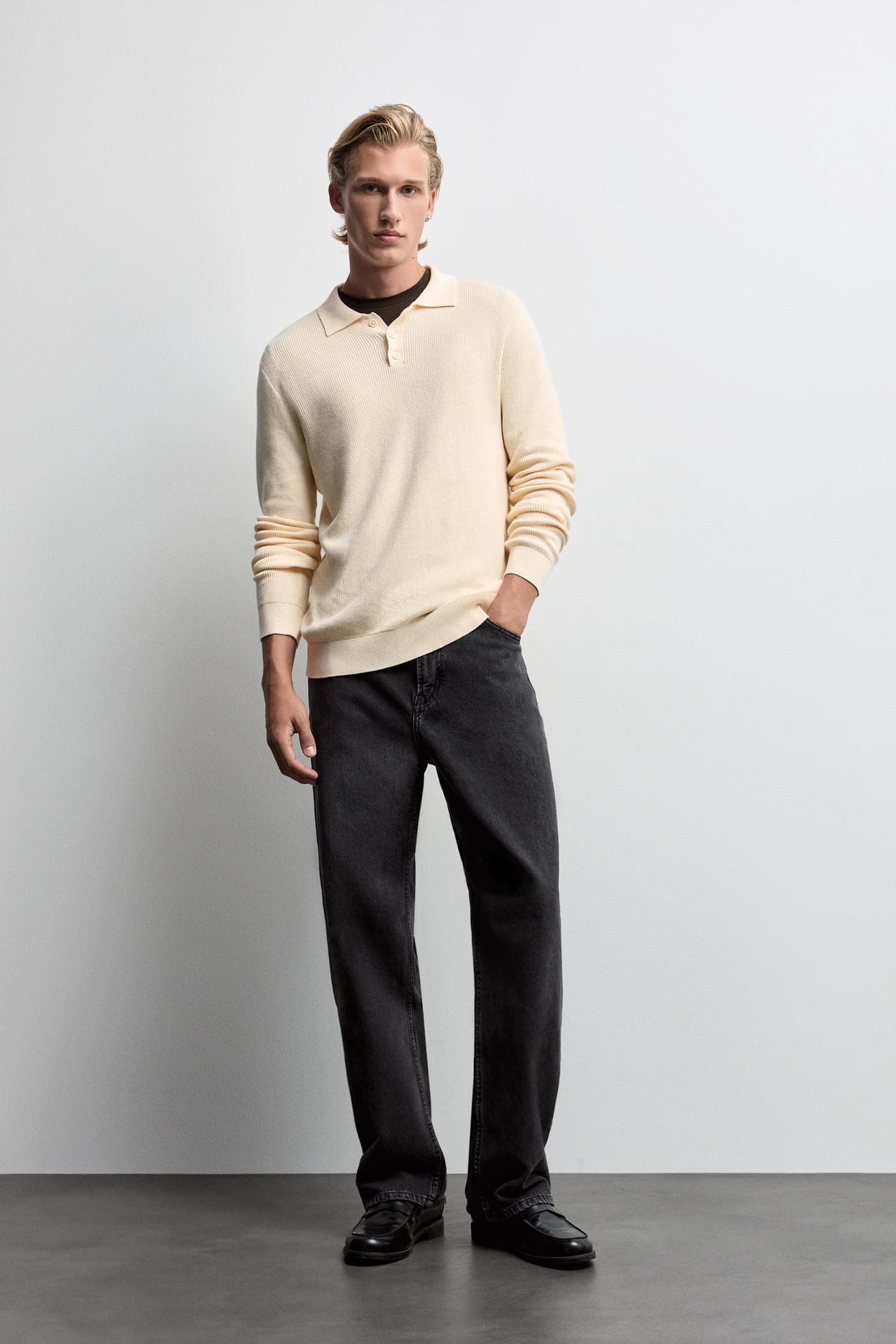 Button knit polo shirt — OFF WHITE