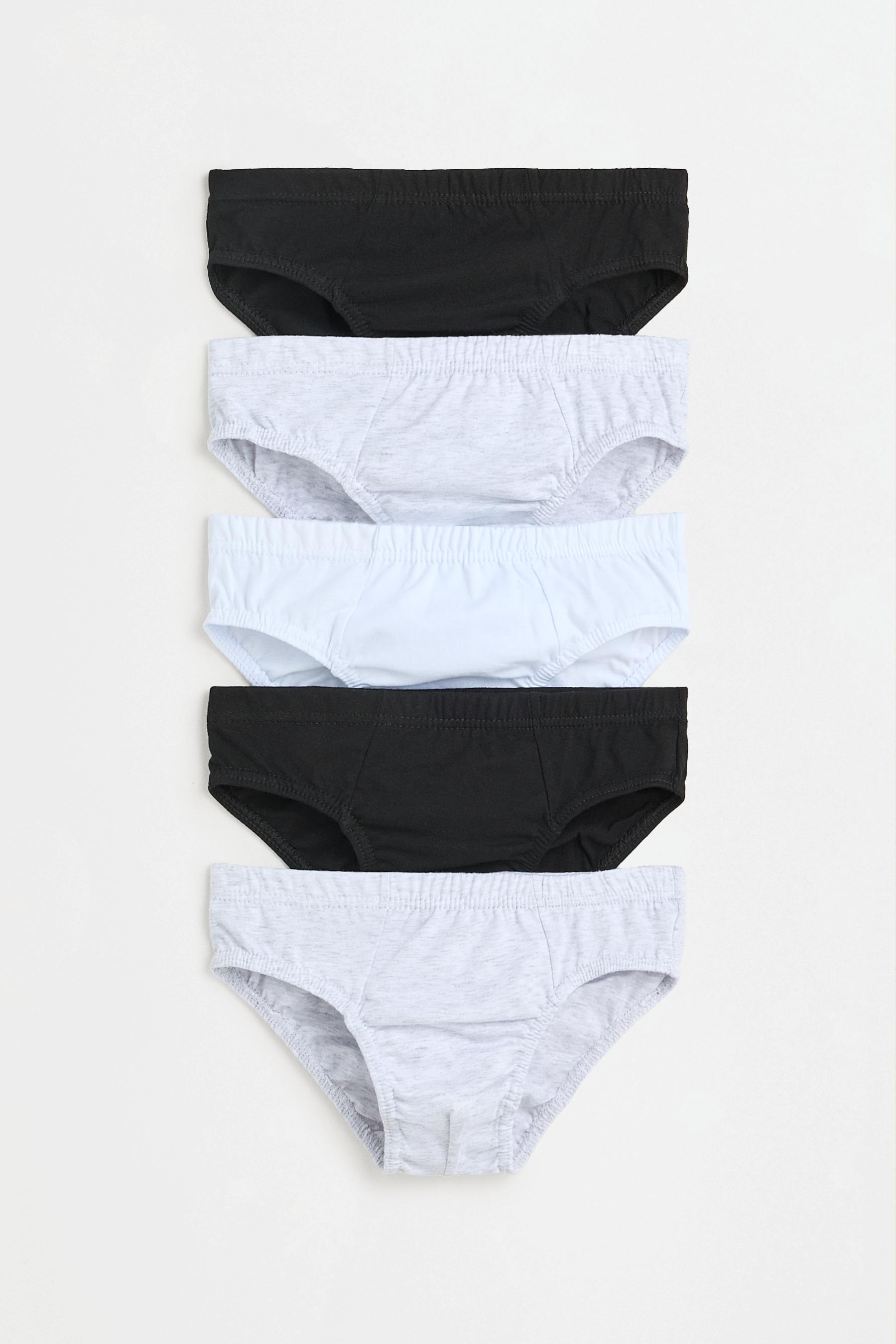 Plain briefs (5-pack) — WHITE/GREY