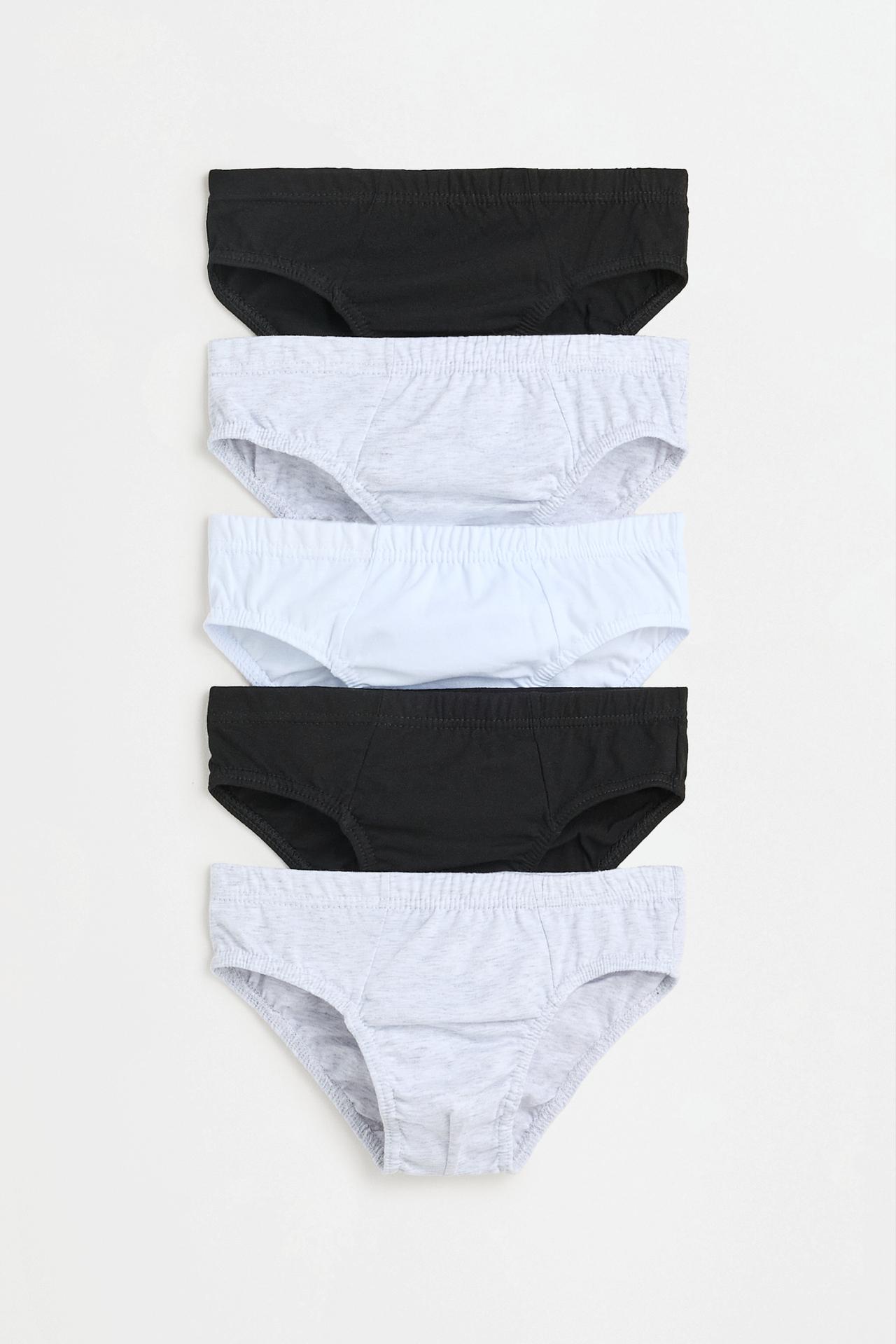 Plain briefs (5-pack) — WHITE/GREY