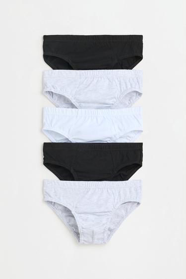 Plain briefs (5-pack) — WHITE/GREY 1