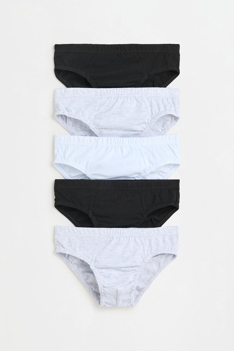 Plain briefs (5-pack) — WHITE/GREY