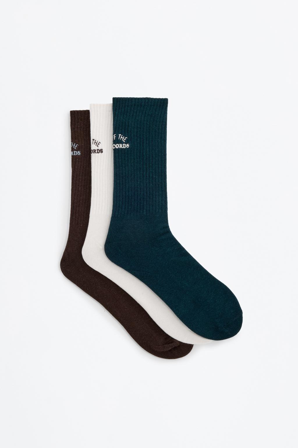 3-pack of embroidered long socks