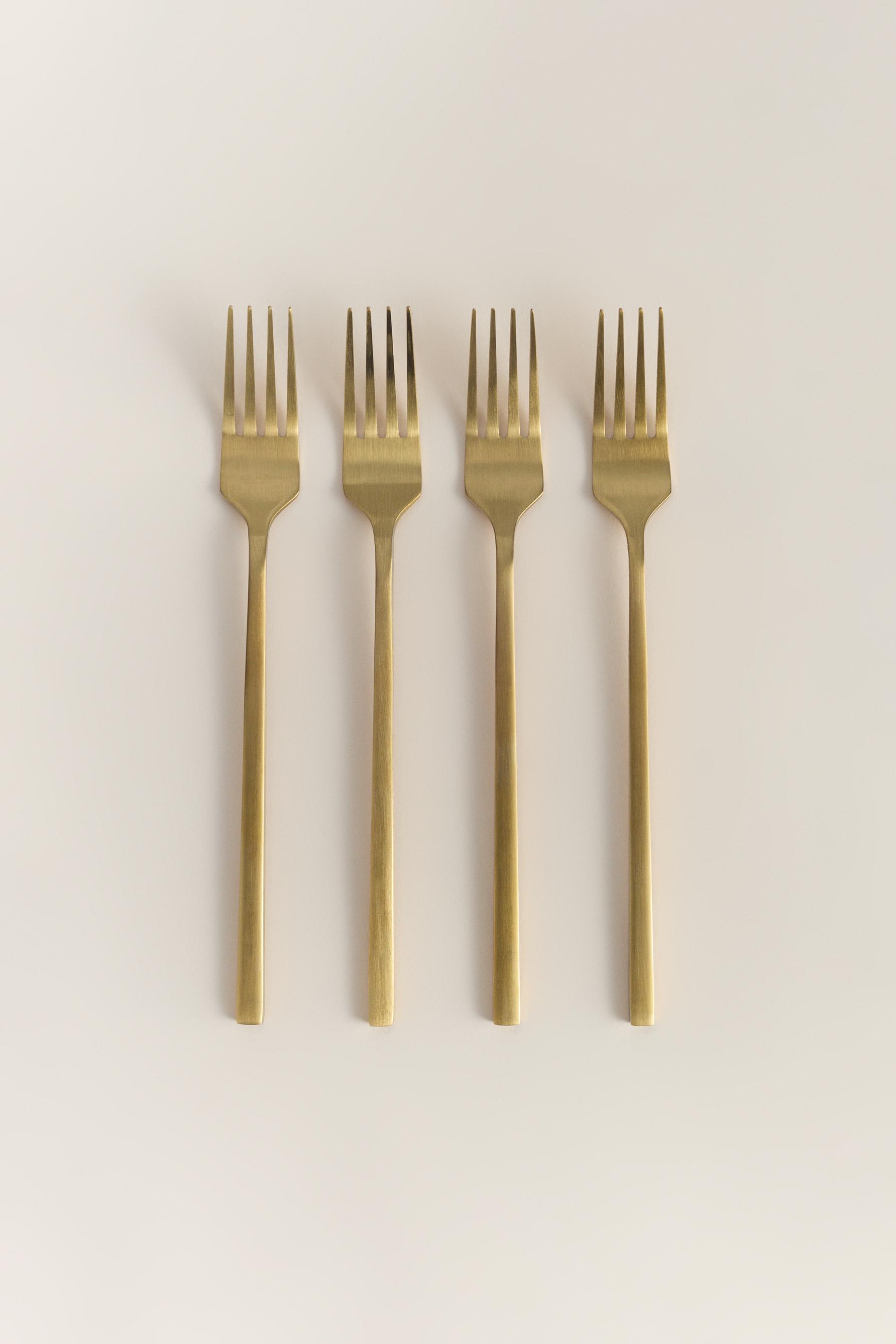 Pack 4 tenedores dorados