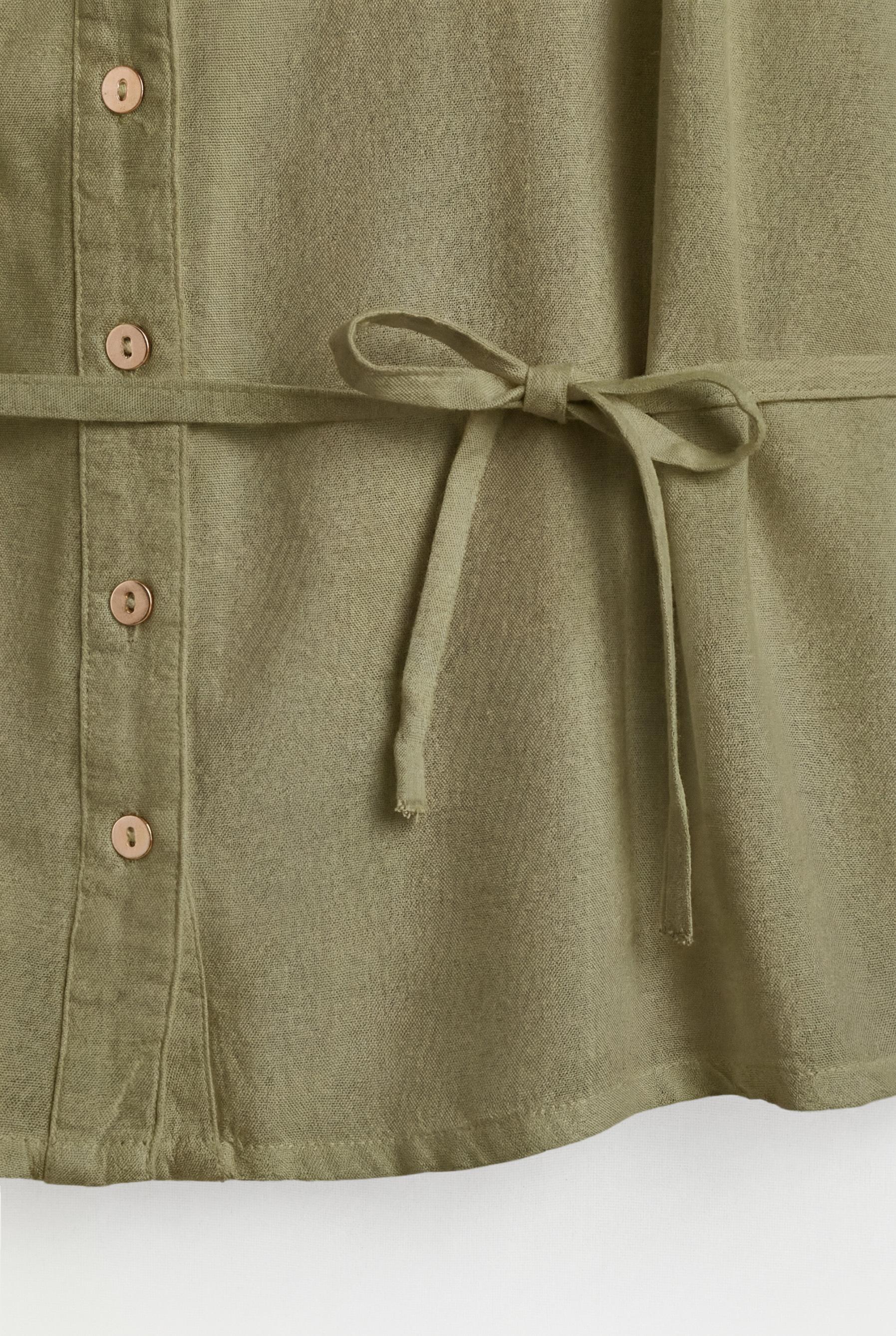 Tie-waist shirt — PALE KHAKI