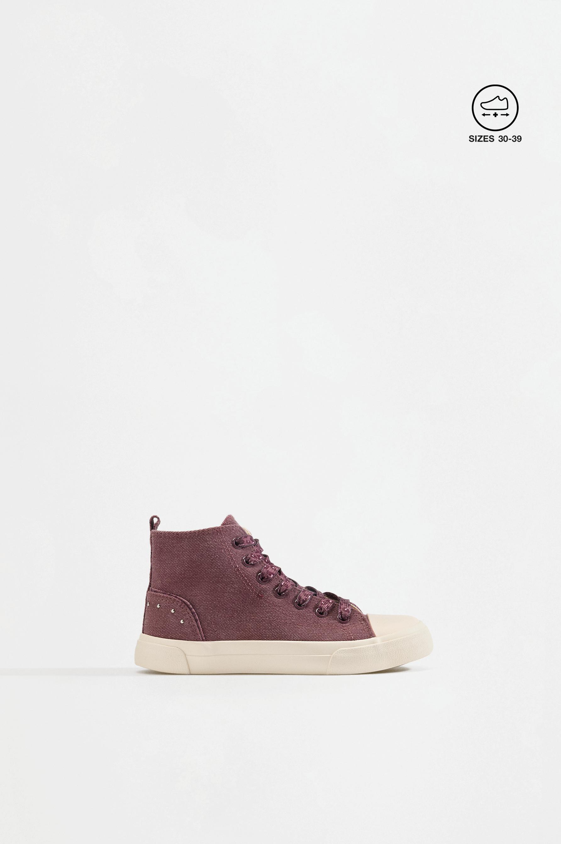 Fabric ankle sneakers — BURGUNDY