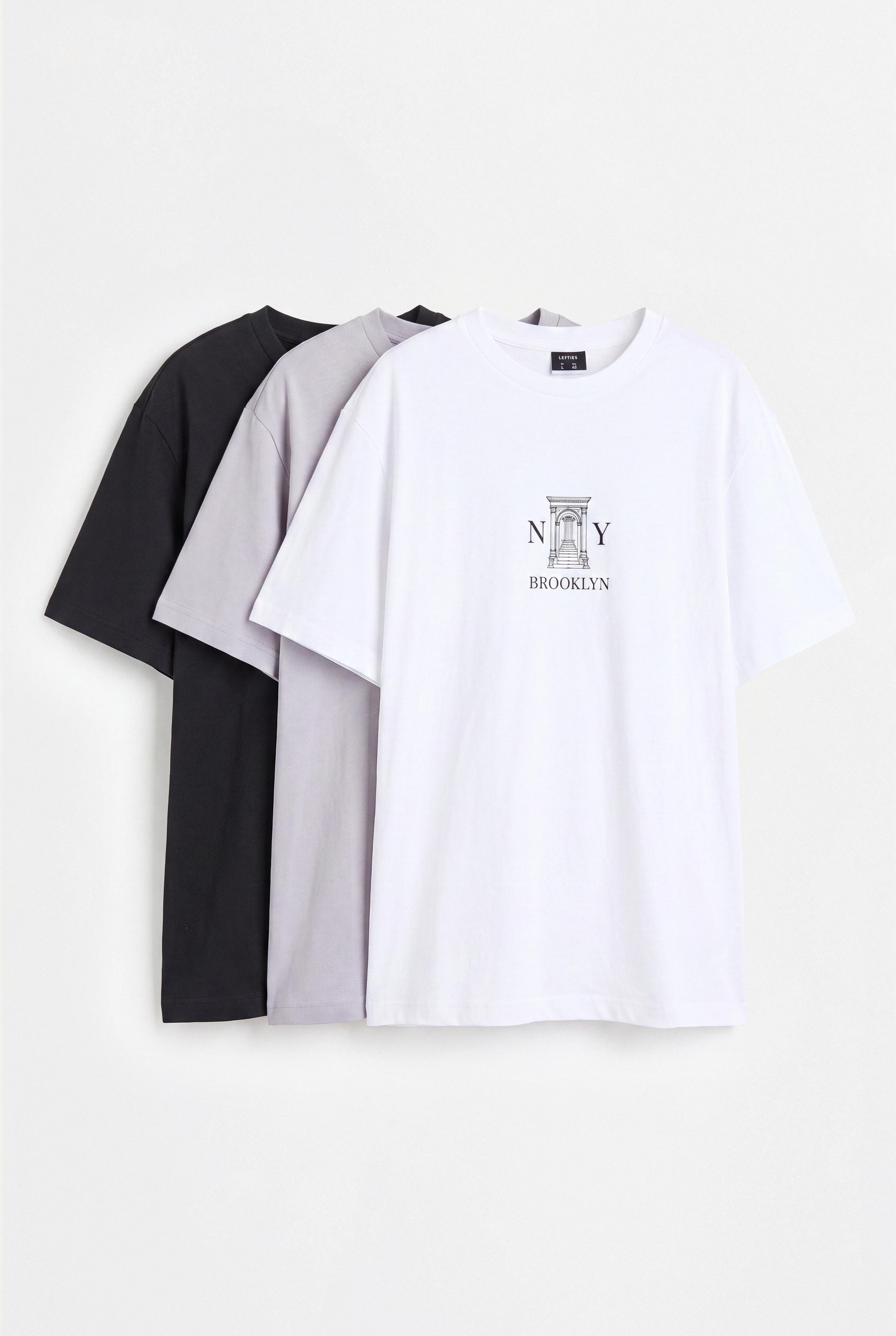 3-pack of printed T-shirts — PASTEL BLUE