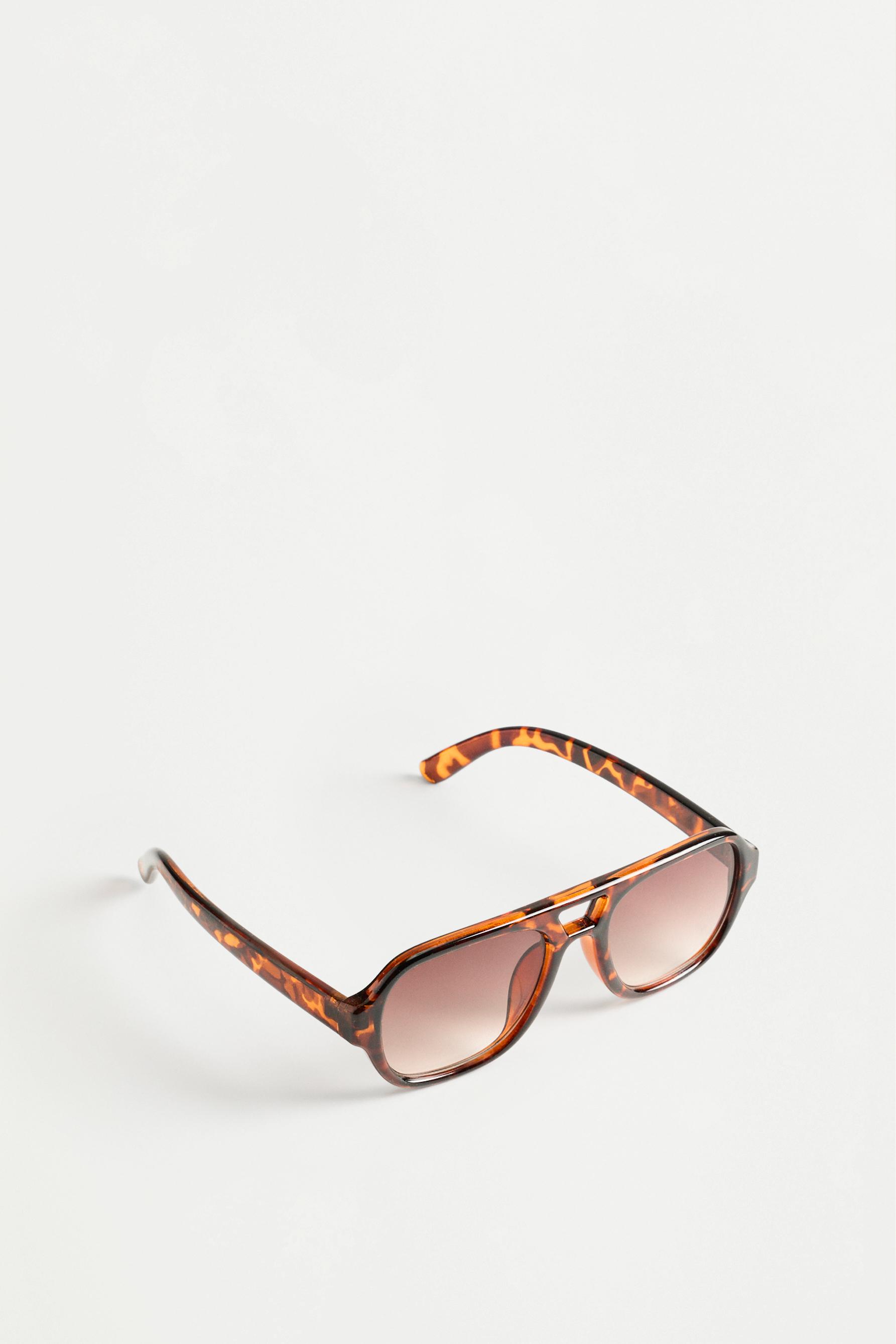 Tortoiseshell aviator sunglasses — DARK BROWN