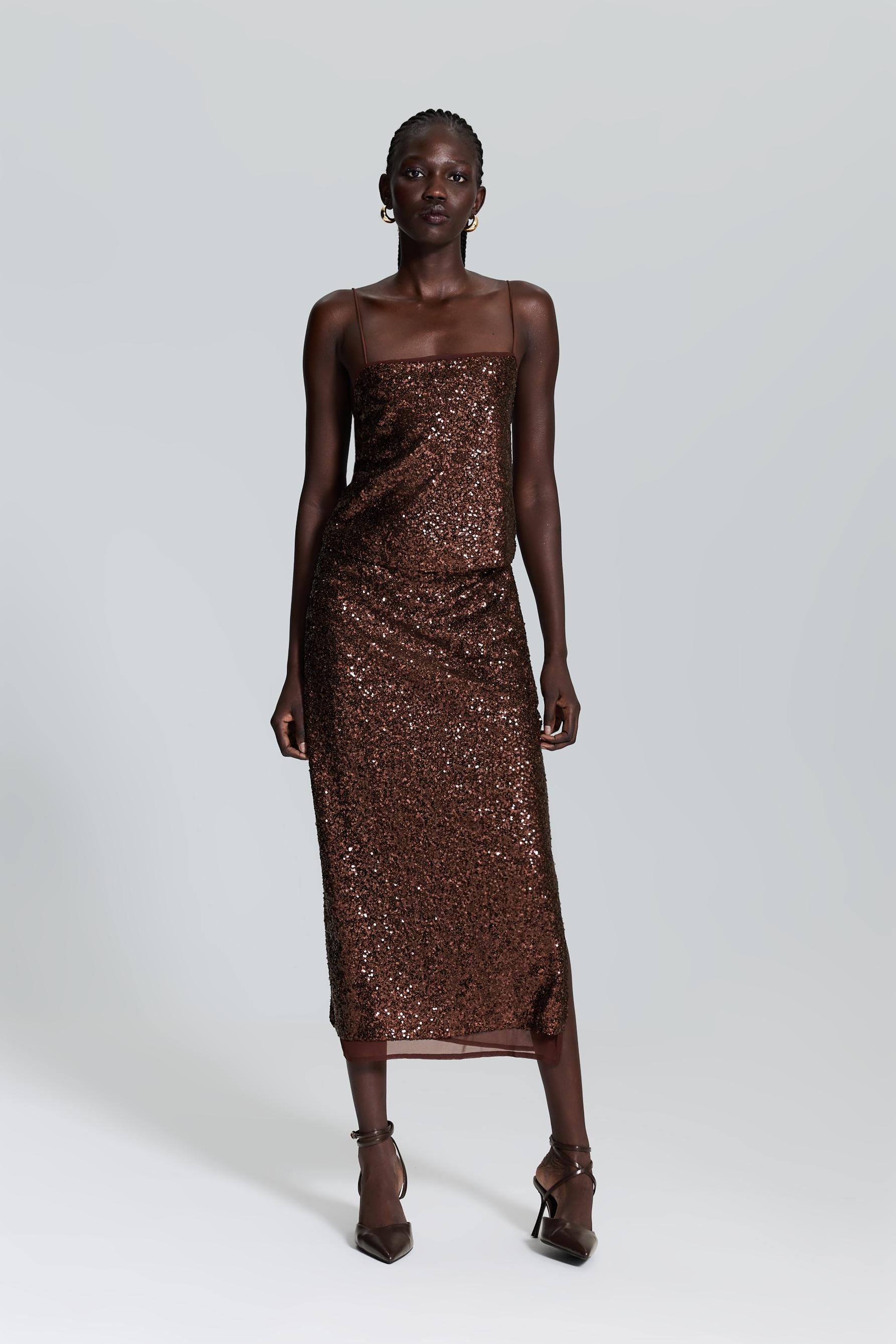 Falda midi lentejuelas