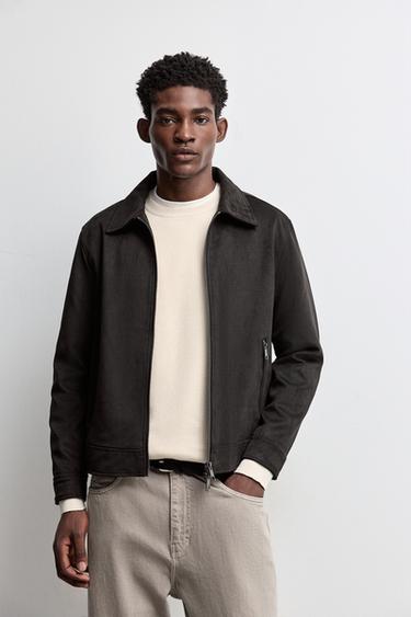 Faux suede jacket — BLACK 1