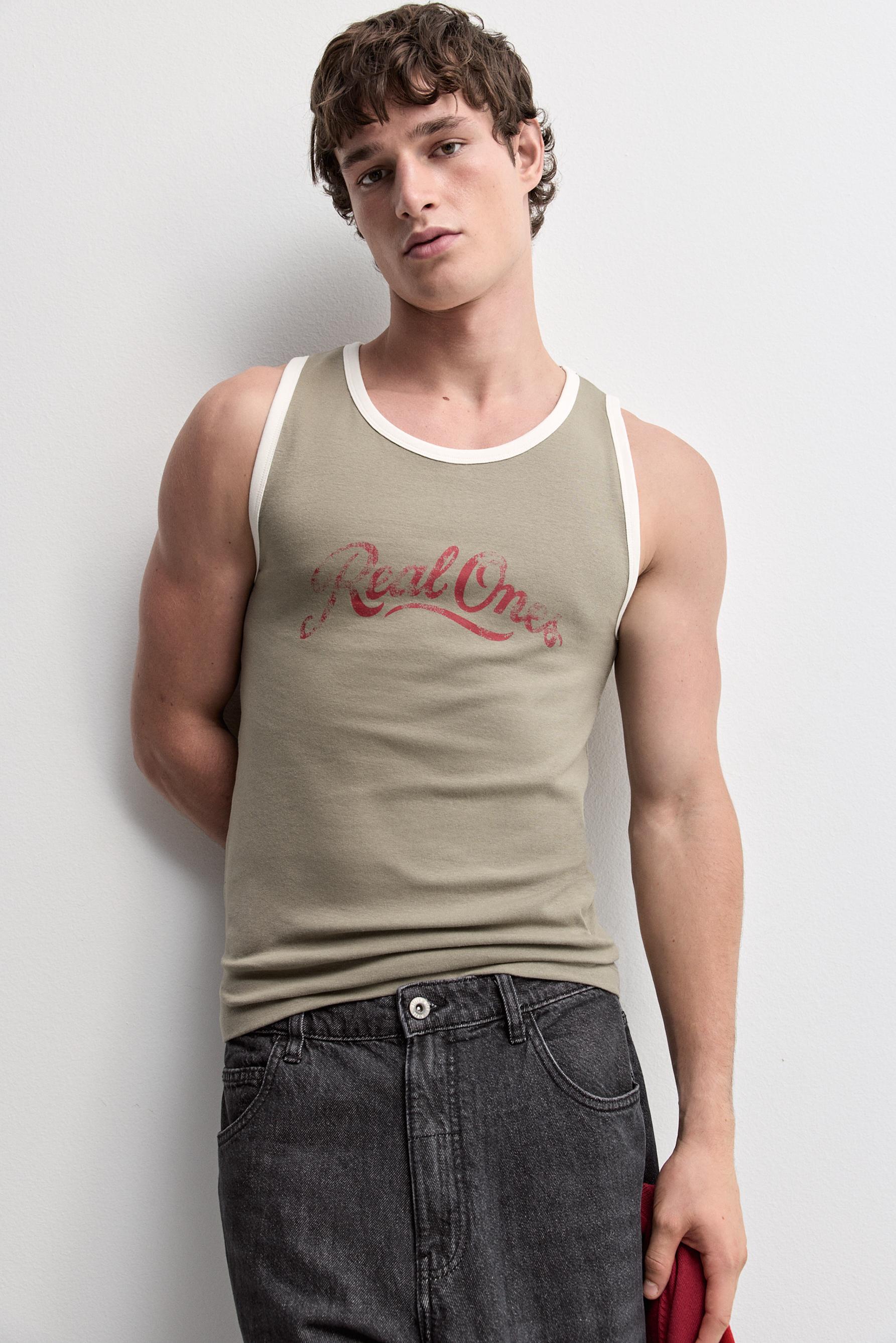 Contrast print tank top — PALE GREEN