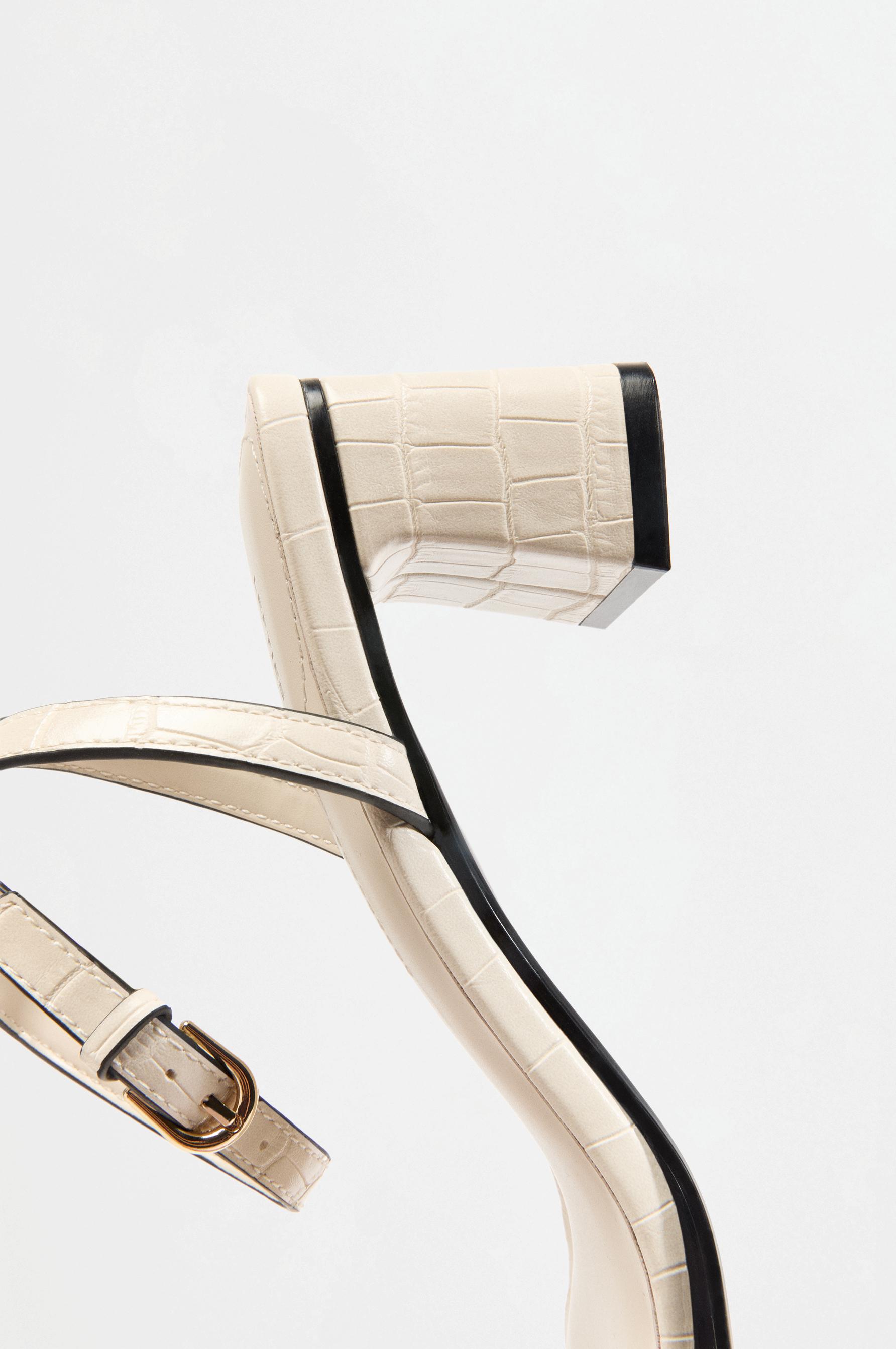 Crocodile-effect high-heeled sandals — WHITE