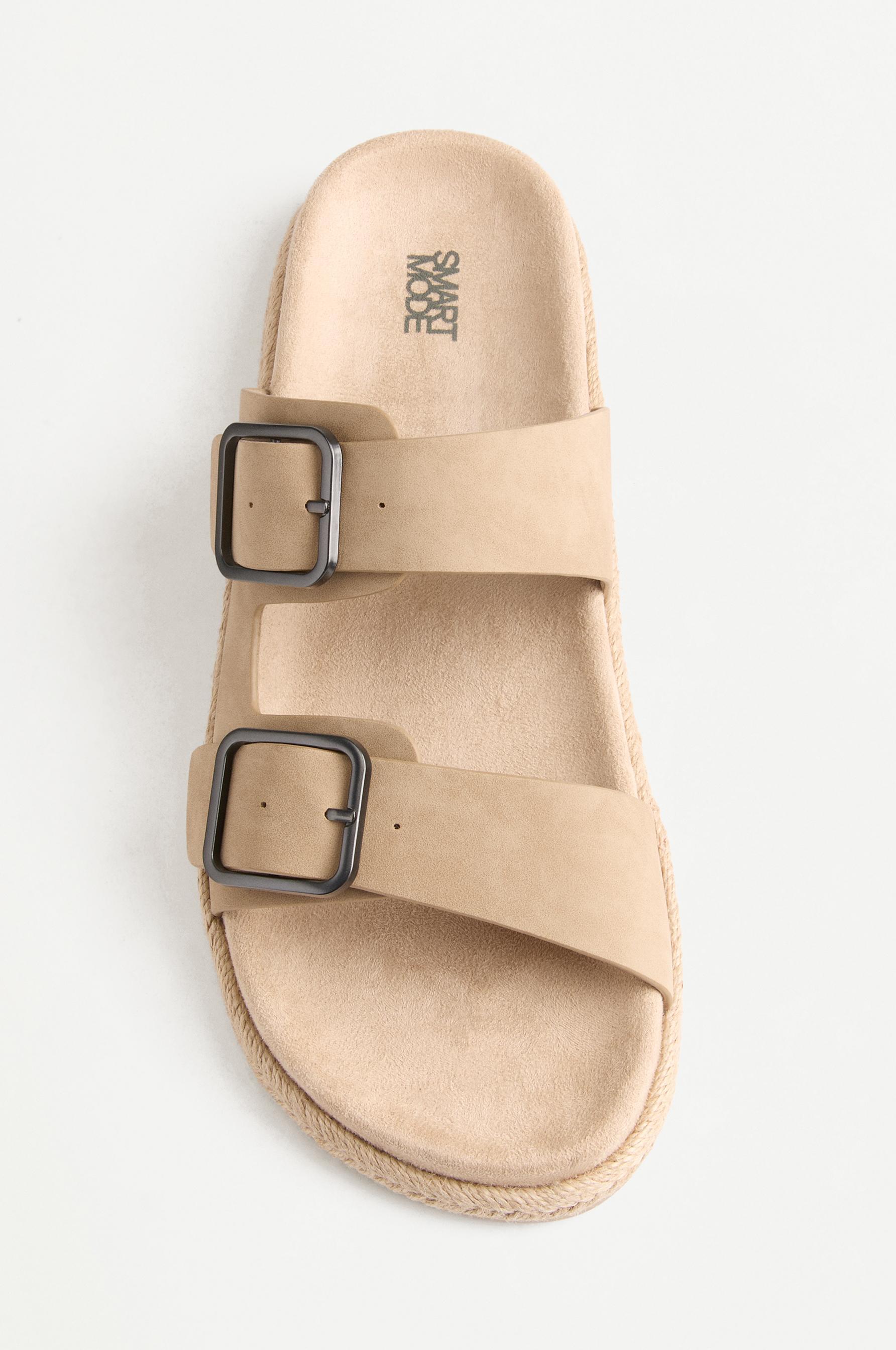 Comfort jute effect buckle sandals — BEIGE