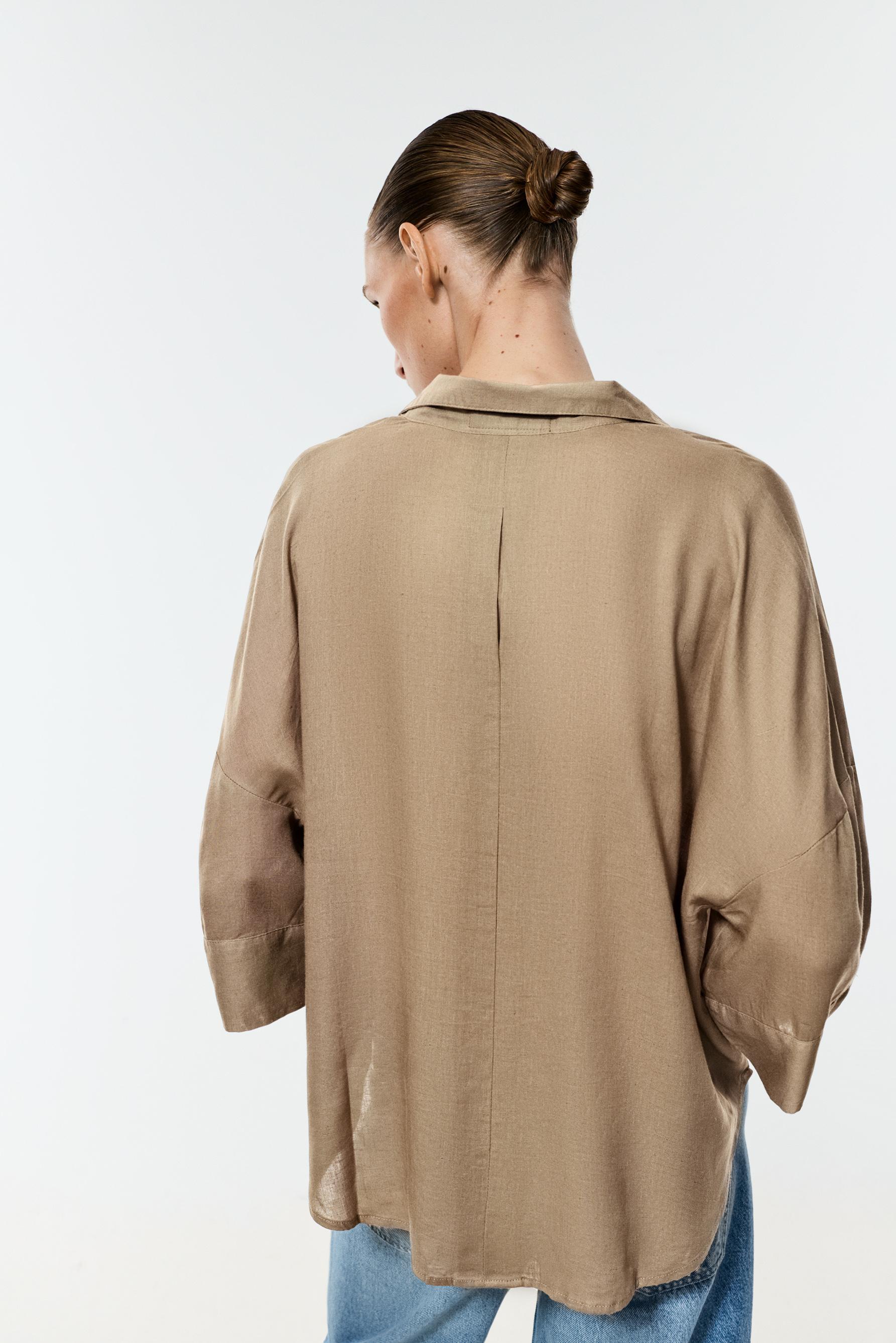 Wide sleeve shirt — KHAKI