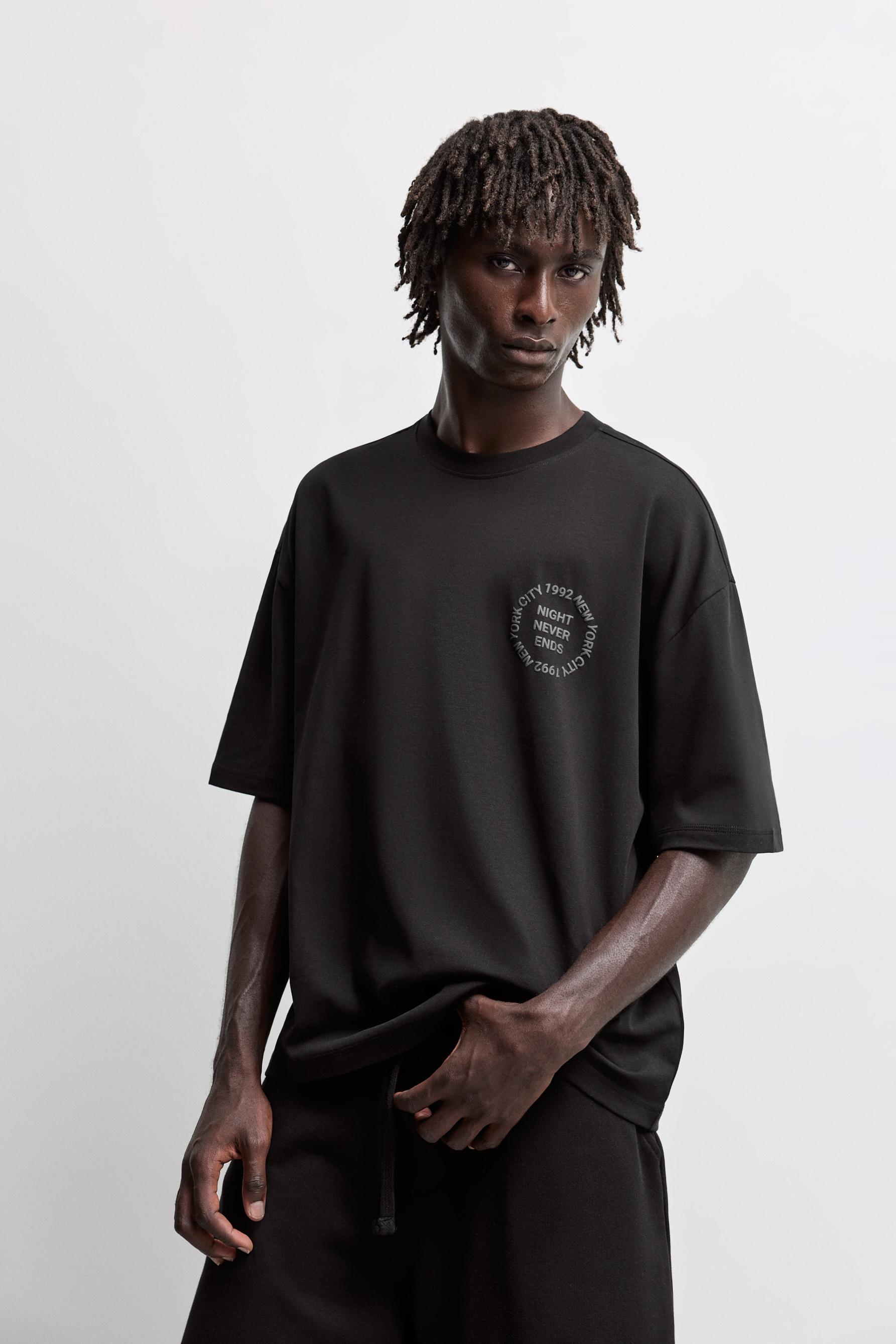 Oversize printed T-shirt — BLACK