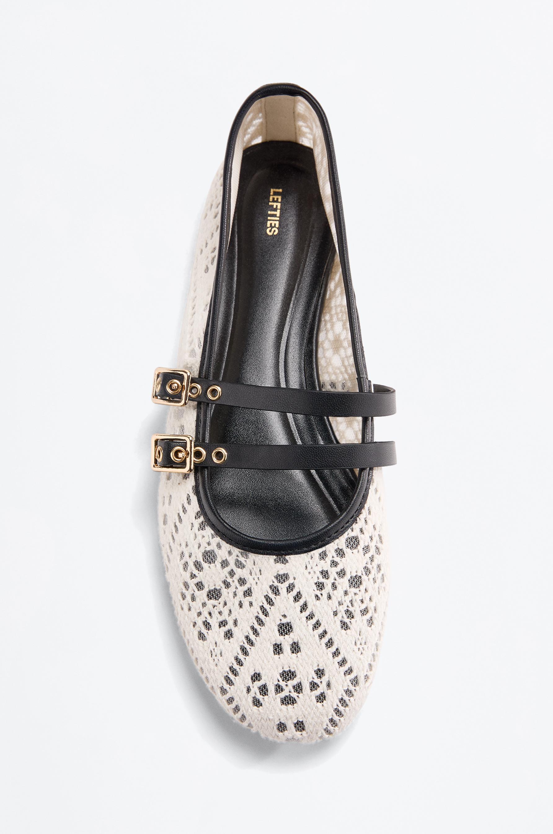 Double-strap fabric ballet flats — WHITE