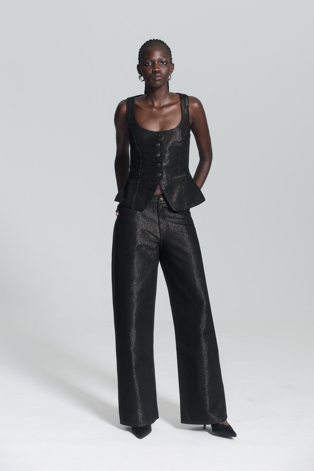 Jeans wide leg brillos