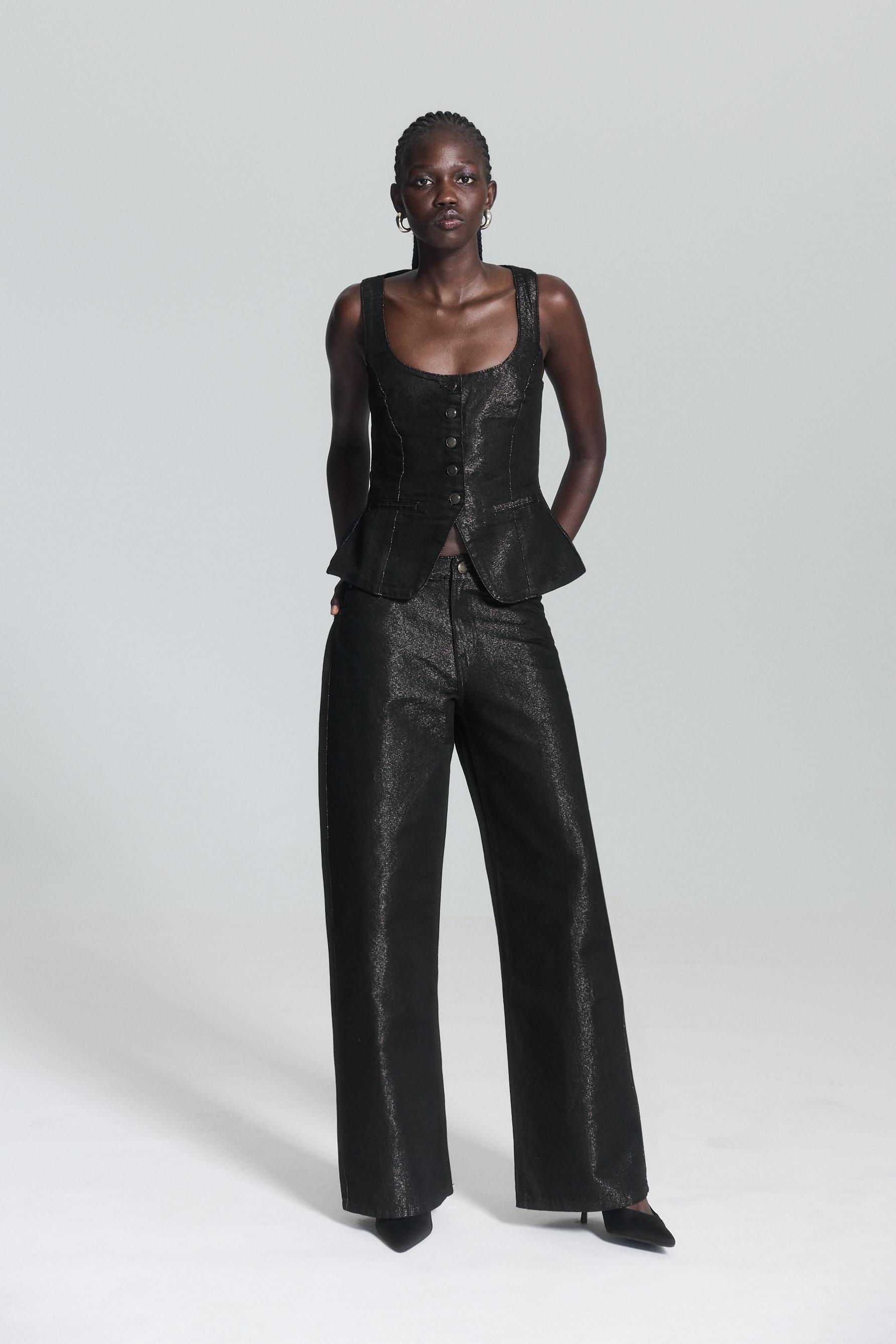 Jeans wide leg brillos