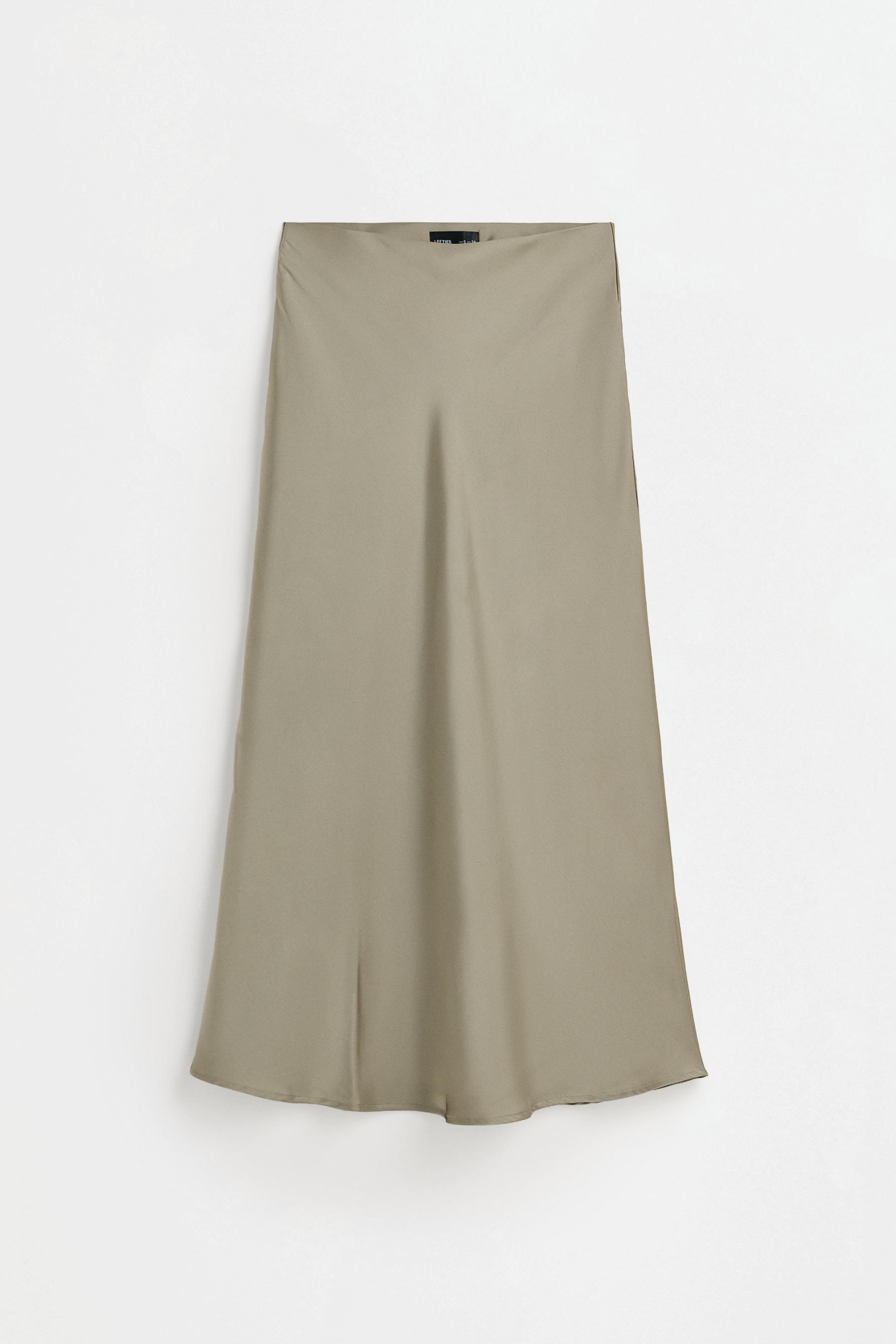 Satin midi skirt — KHAKI