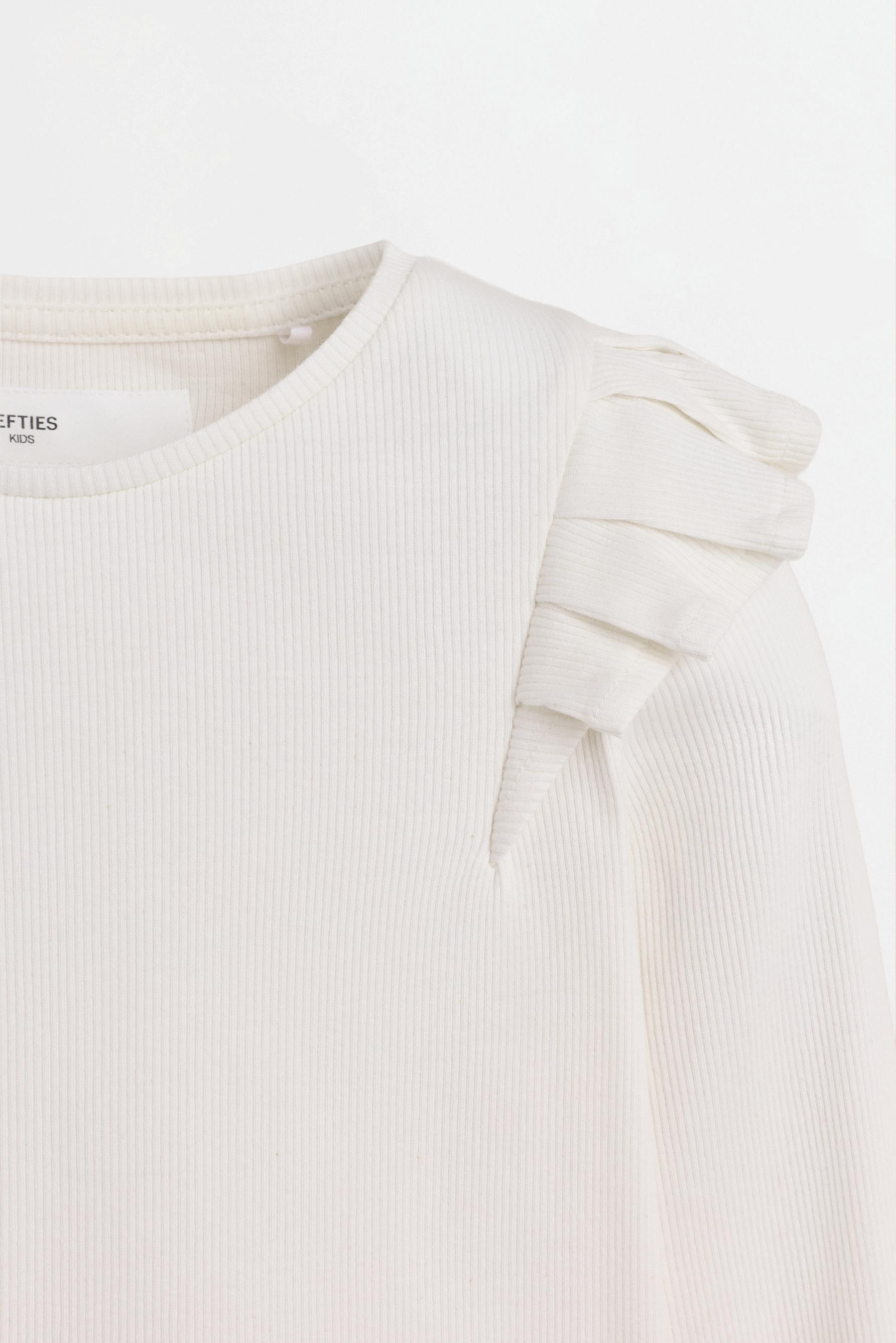 Ribbed Ruffle T-shirt — OFF WHITE